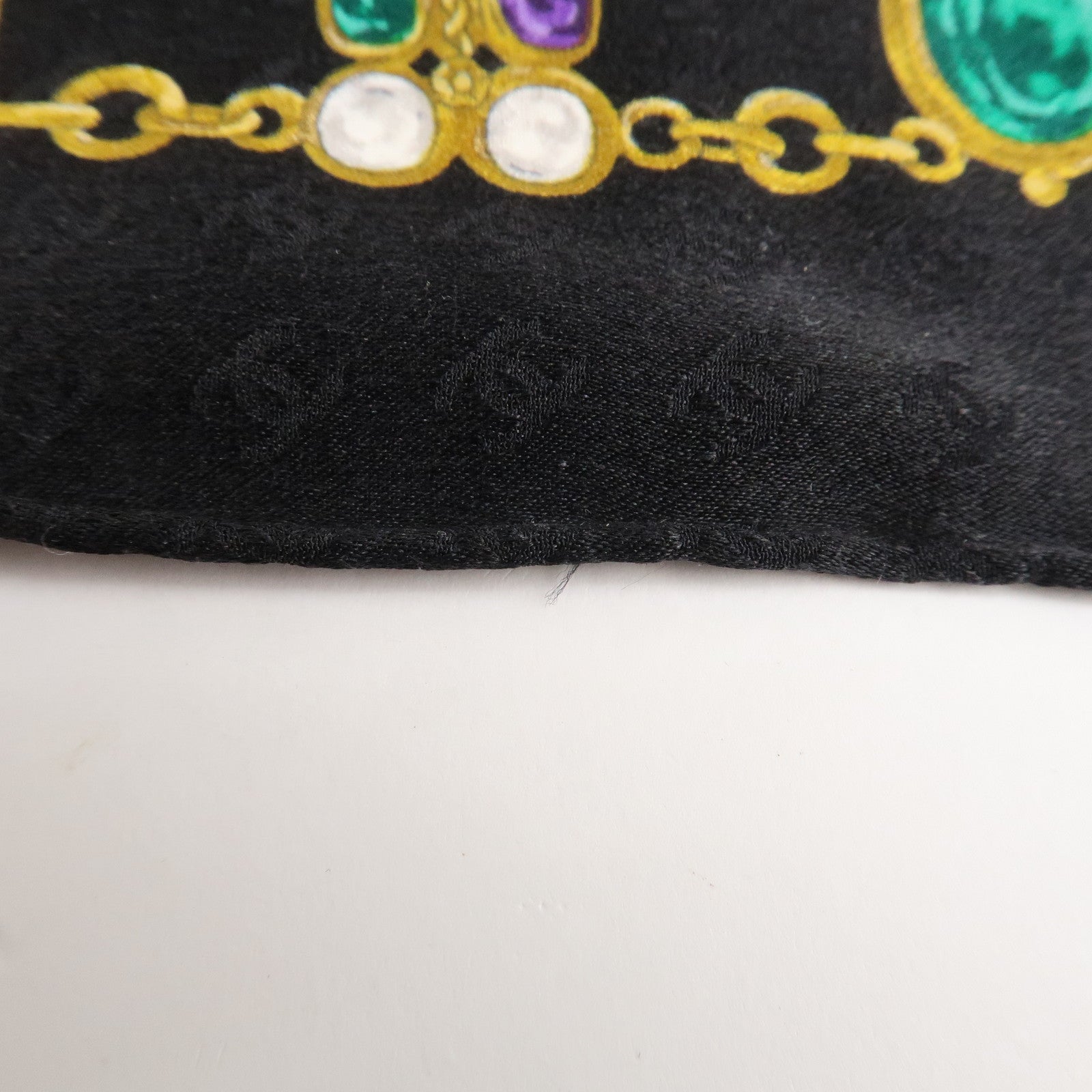 CHANEL COCO Mark Silk 100 % Jewelry Pattern Scarf Black Multi Color Used