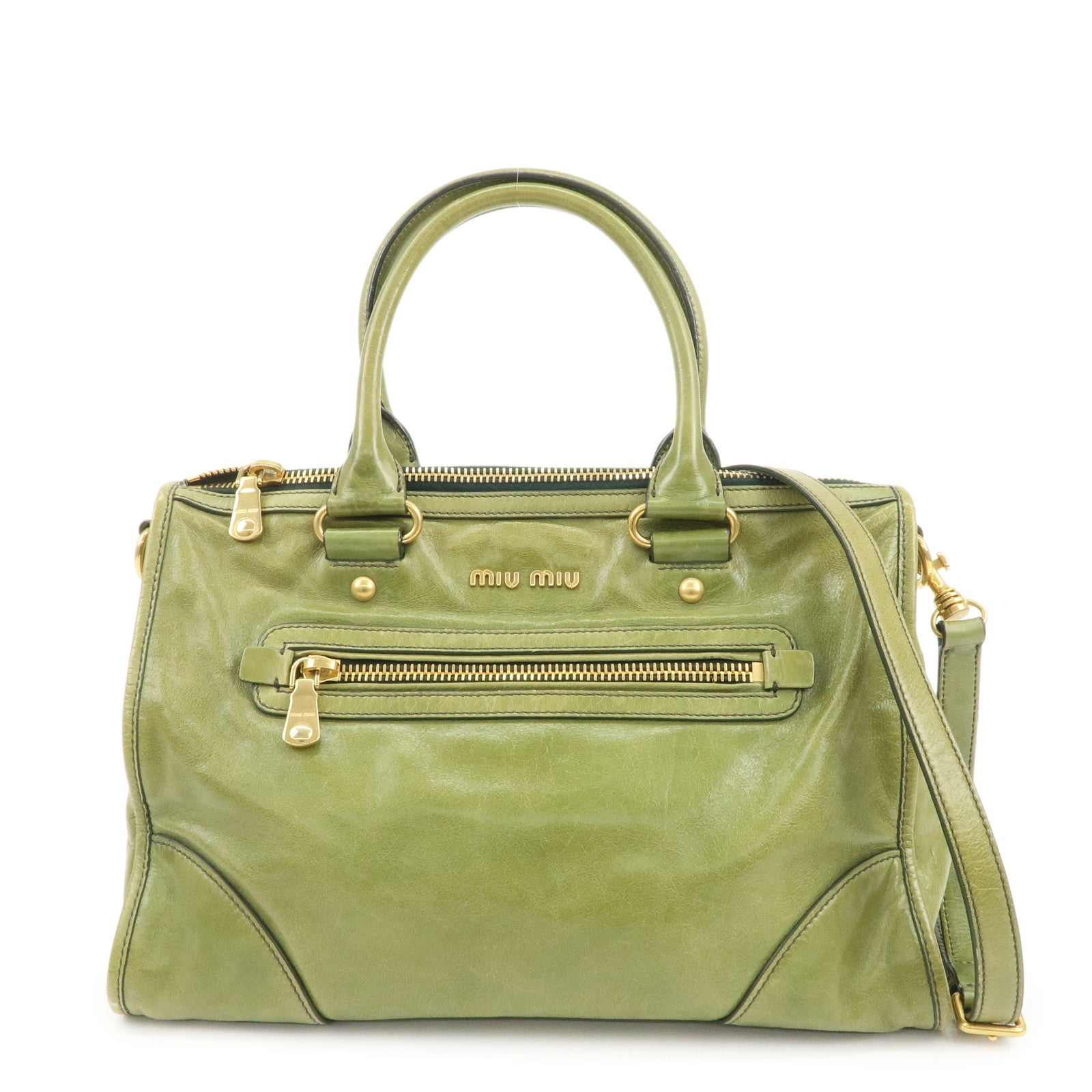MIU MIU 2Way Bag Hand Bag Shoulder Bag Light Green RL0043