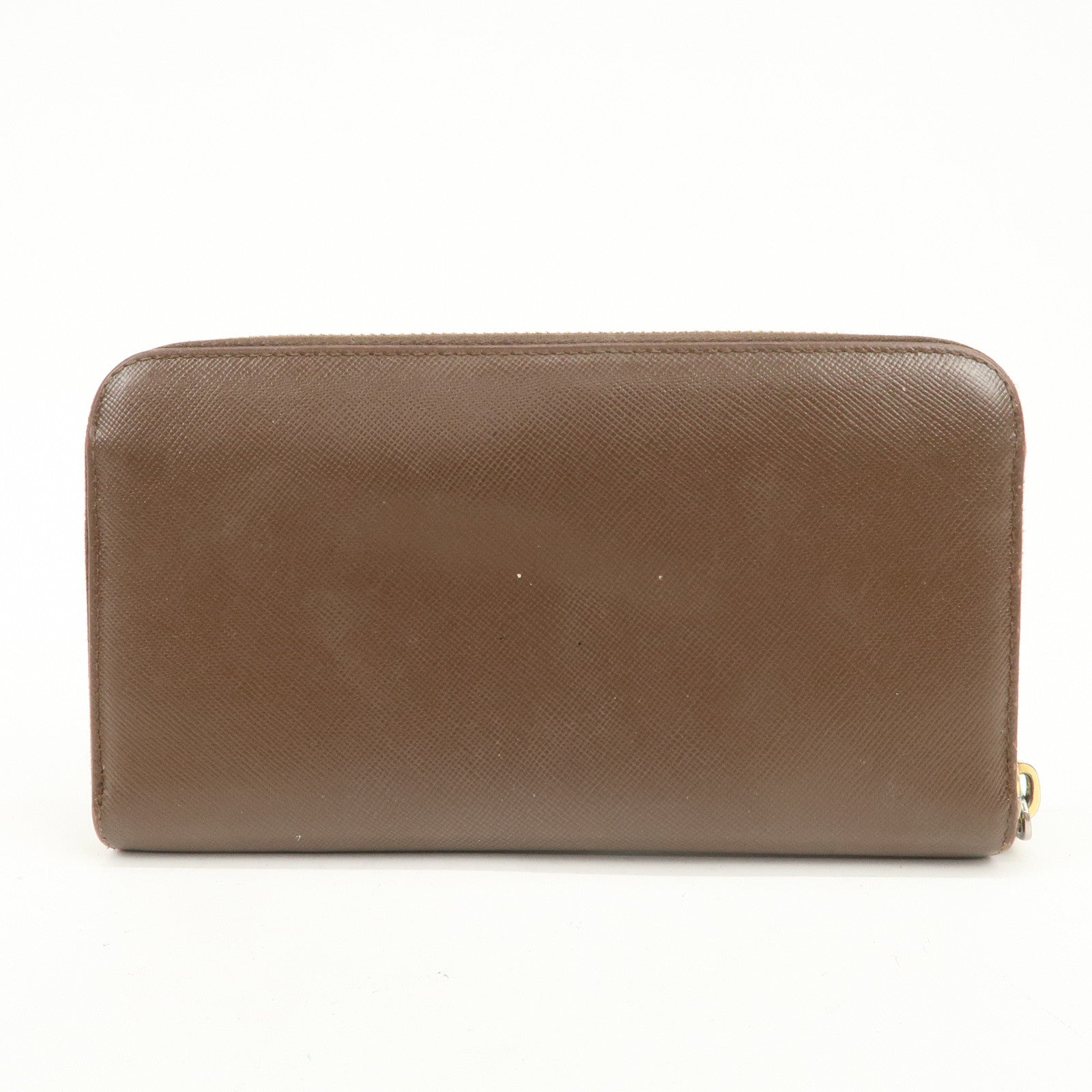 PRADA Triangle Logo Saffiano Leather Round Zippy Wallet 1M0506