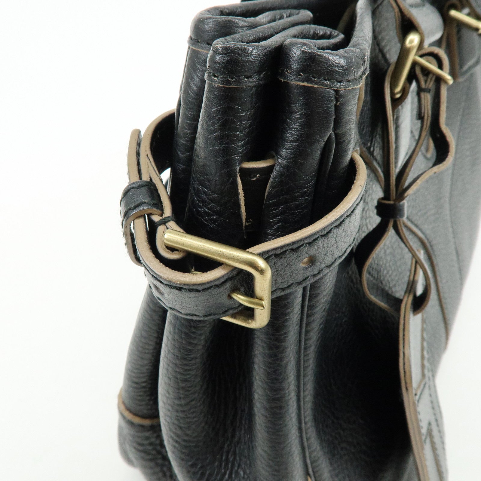 SAINT LAURENT PARIS YSL Y Line Calf Leather Tote Bag Black 168462