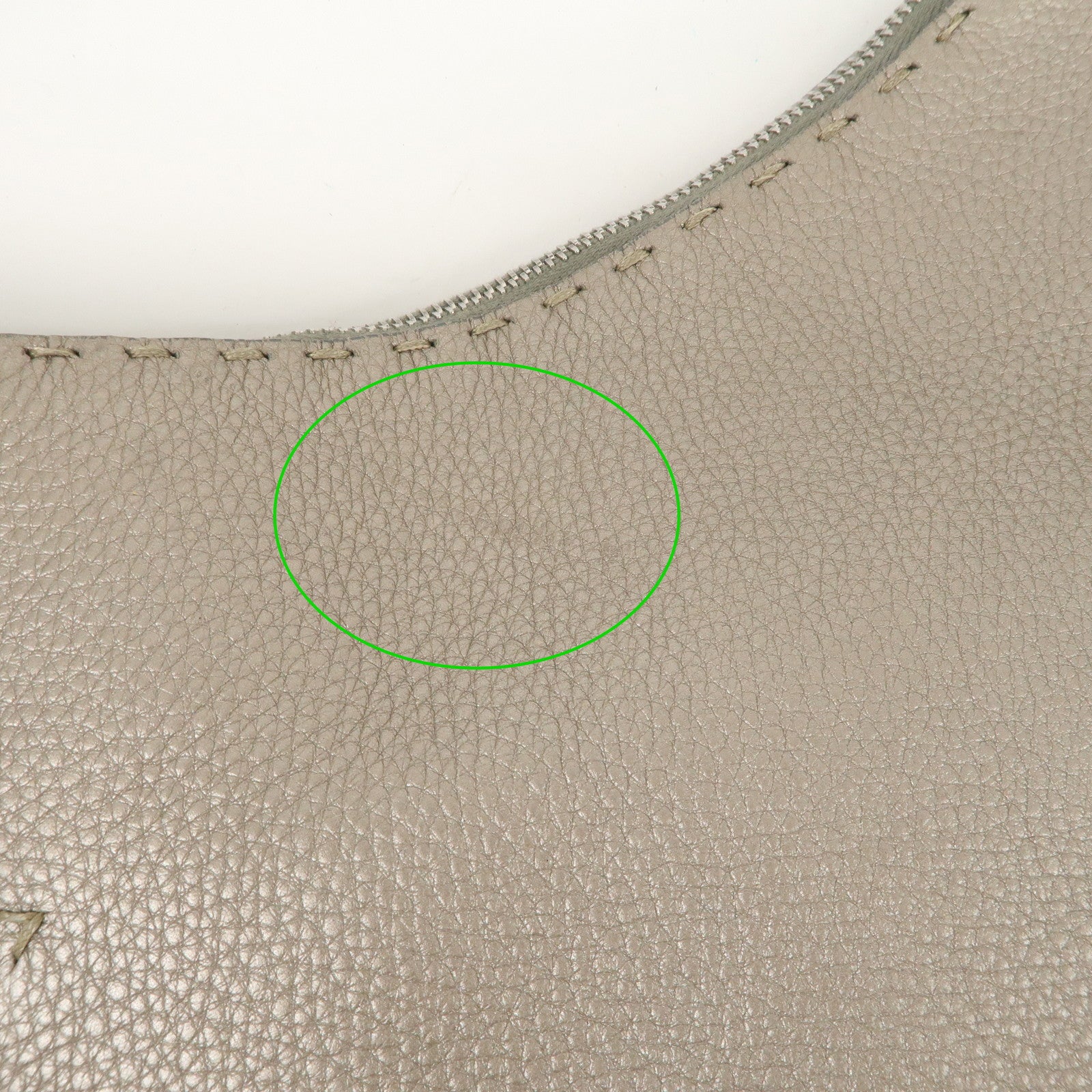 FENDI Selleria Leather Tote Bag Shoulder Bag Hand Bag Gray Used