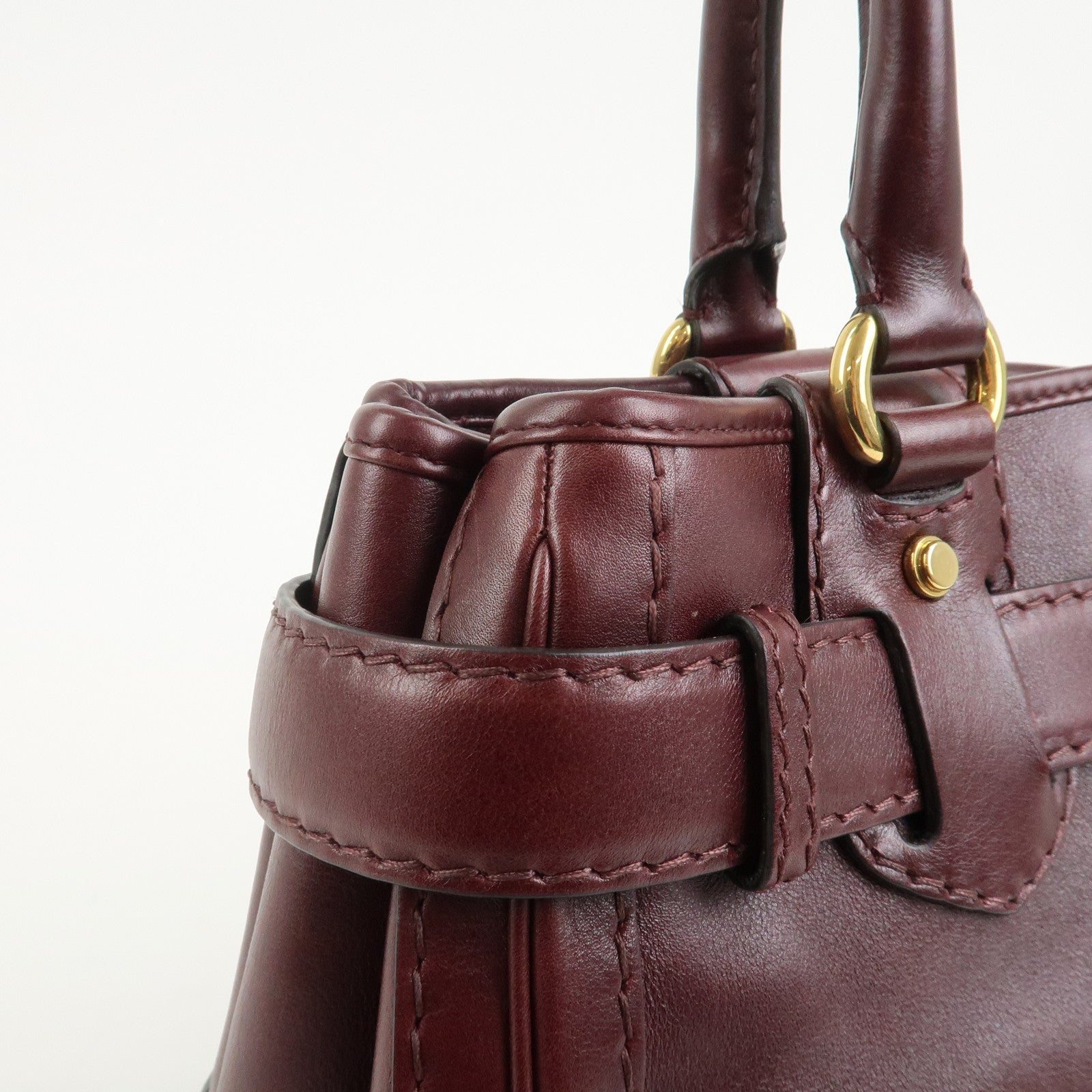 GUCCI GG Running Leather Tote Bag Hand Bag Wine Red 247183