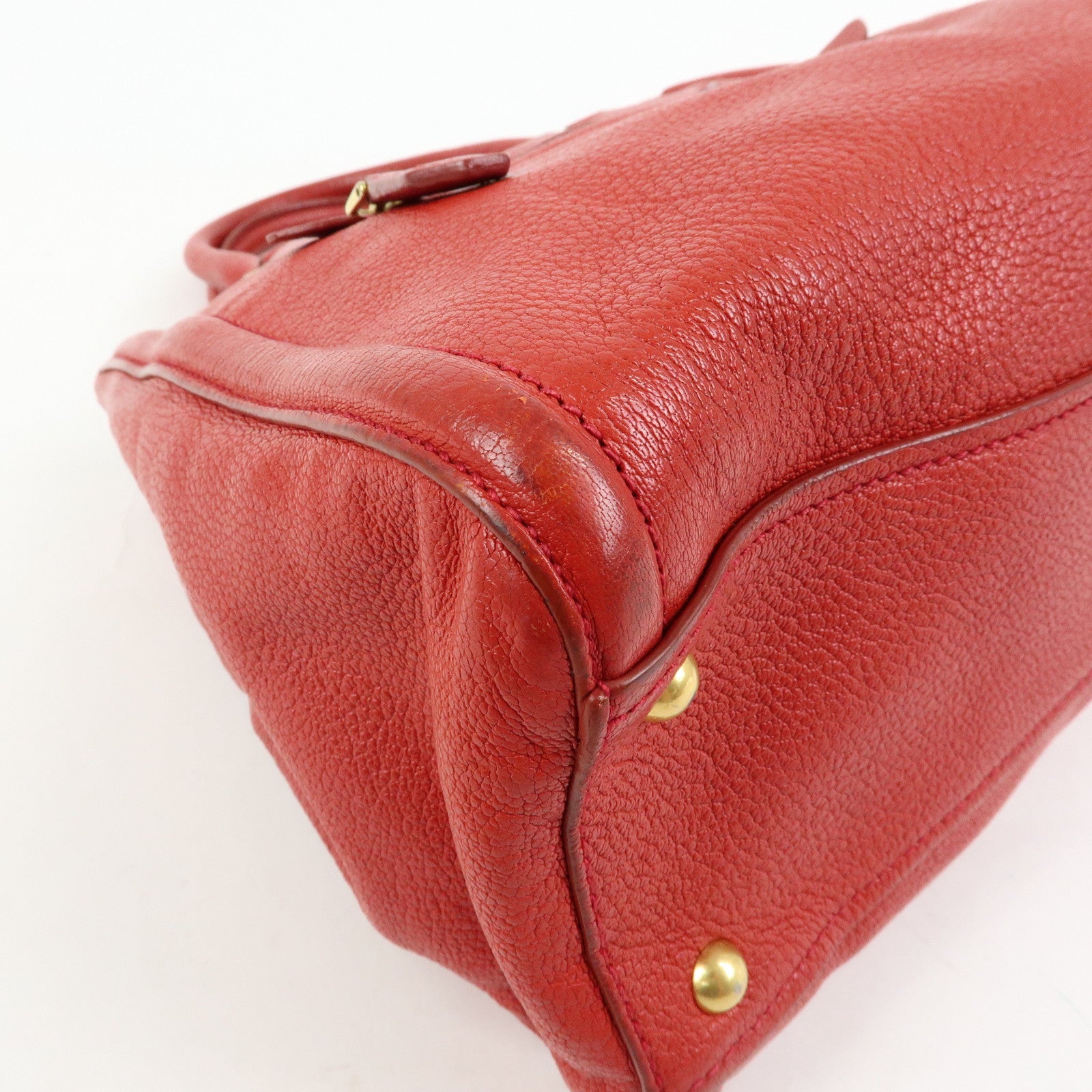 MIU MIU MADRAS Leather 2Way Bag Hand Bag Shoulder Bag Red