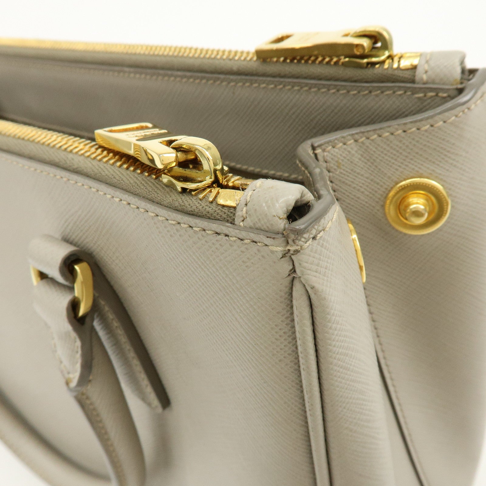 PRADA Triangle Logo Galleria 2Way Bag Shoulder Bag Gray BN2863