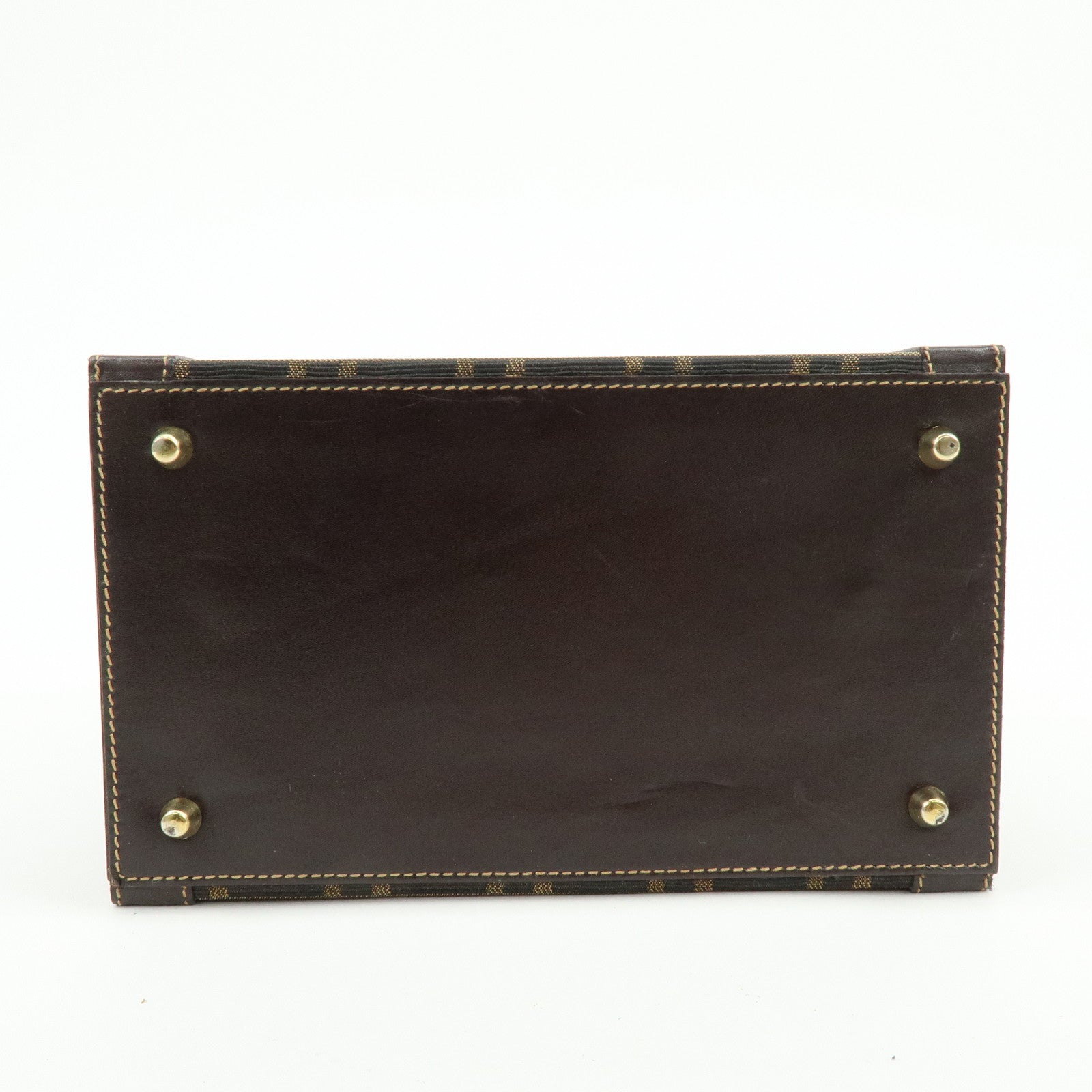FENDI Zucca Canvas Leather Hand Bag Jewelry Box Brown Black