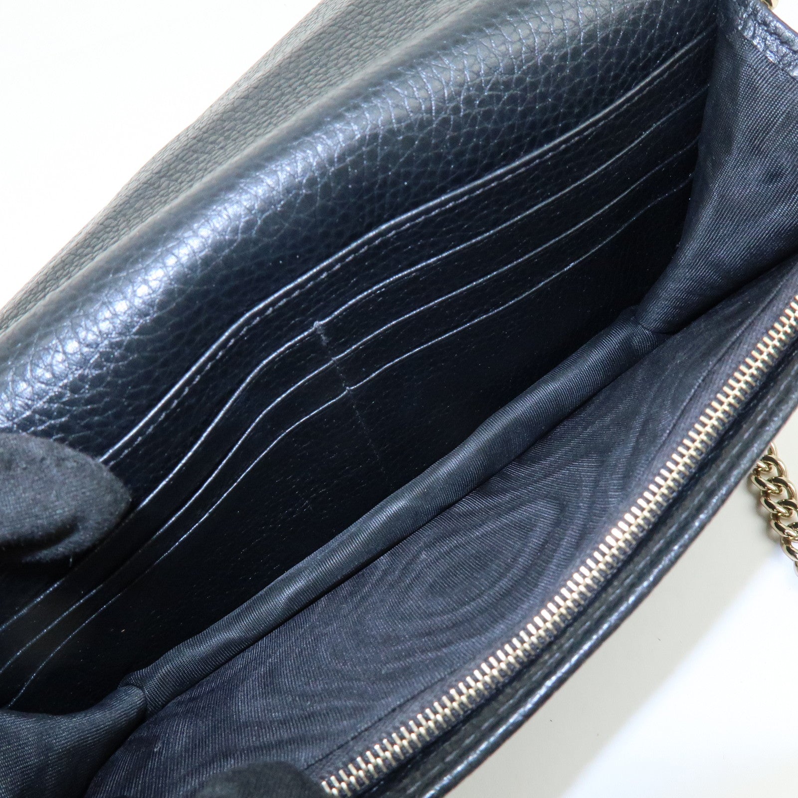 GUCCI SOHO Interlocking G Chain Shoulder Wallet Bag Black 598211