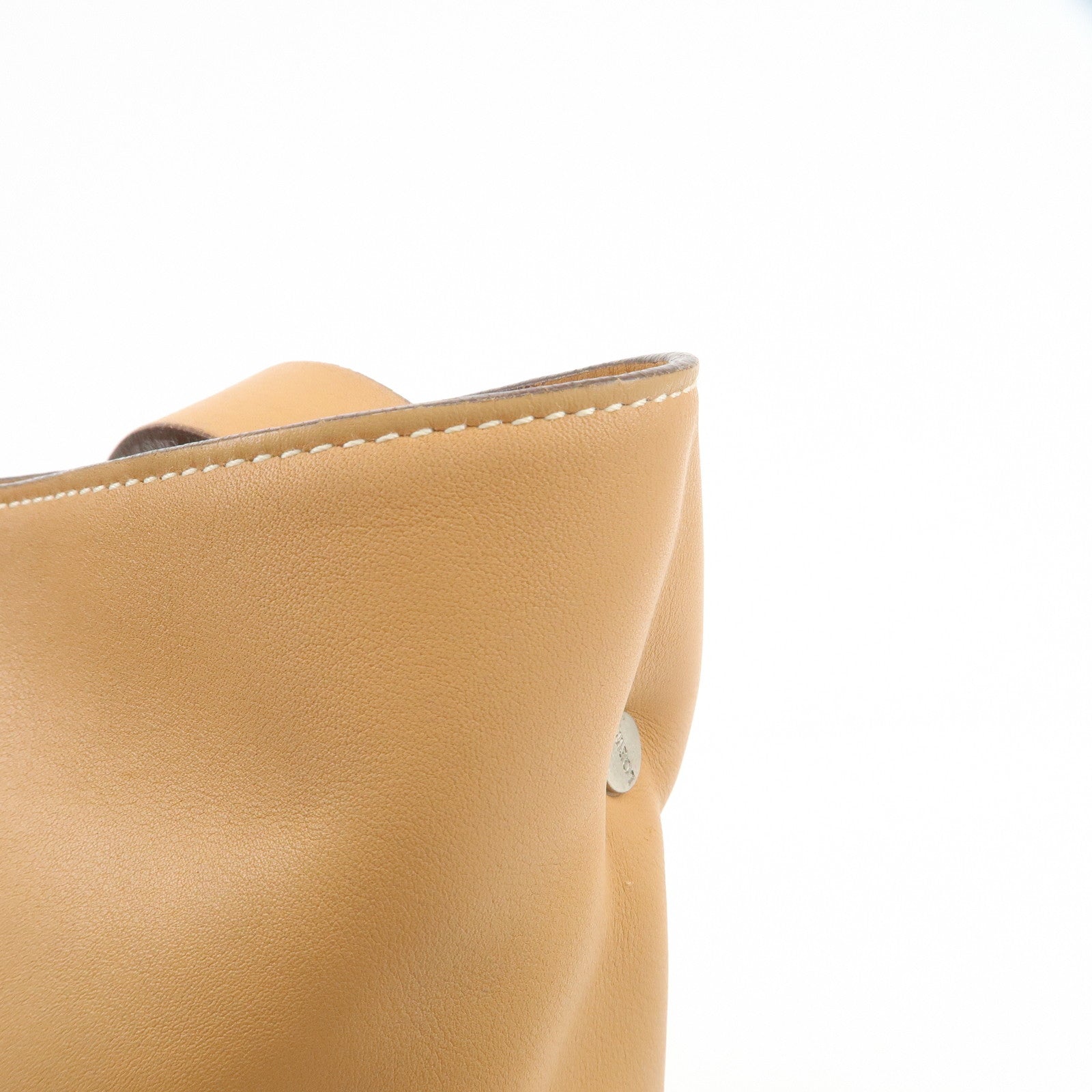 LOEWE Logo Leather Shoulder Bag Hand Bag Tote Bag Light Brown