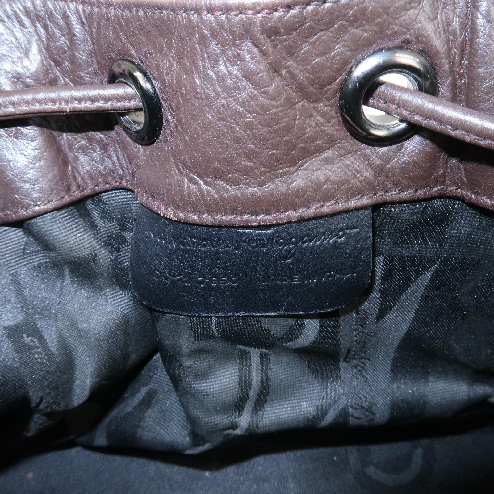 Ferragamo Gancini Leather Shoulder Bag Hand Bag Brown