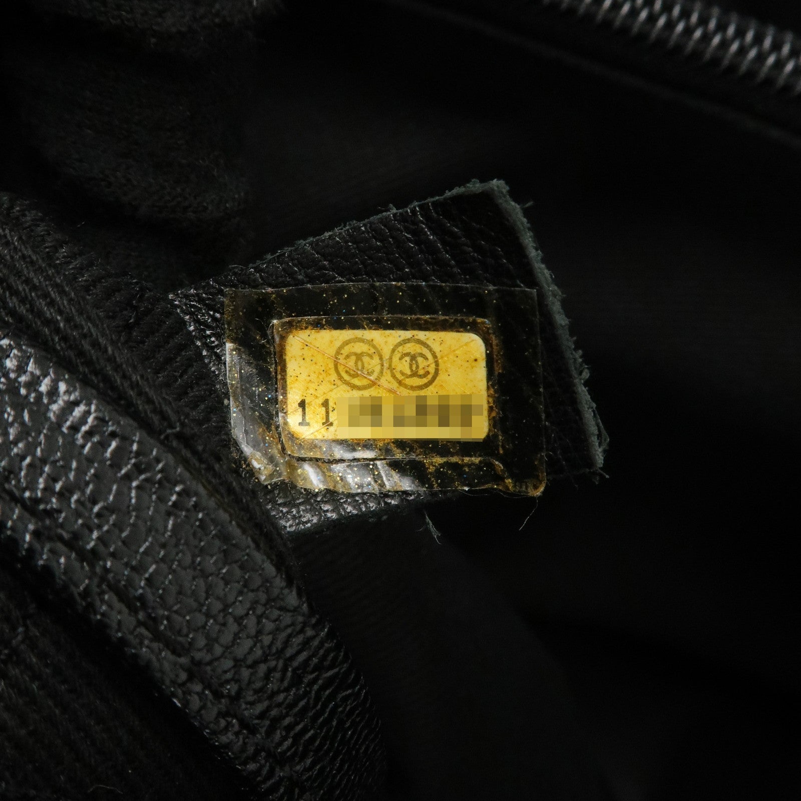 CHANEL COCO Mark Patent Leather Punchcing Tote Bag Shoulder Bag Black Used