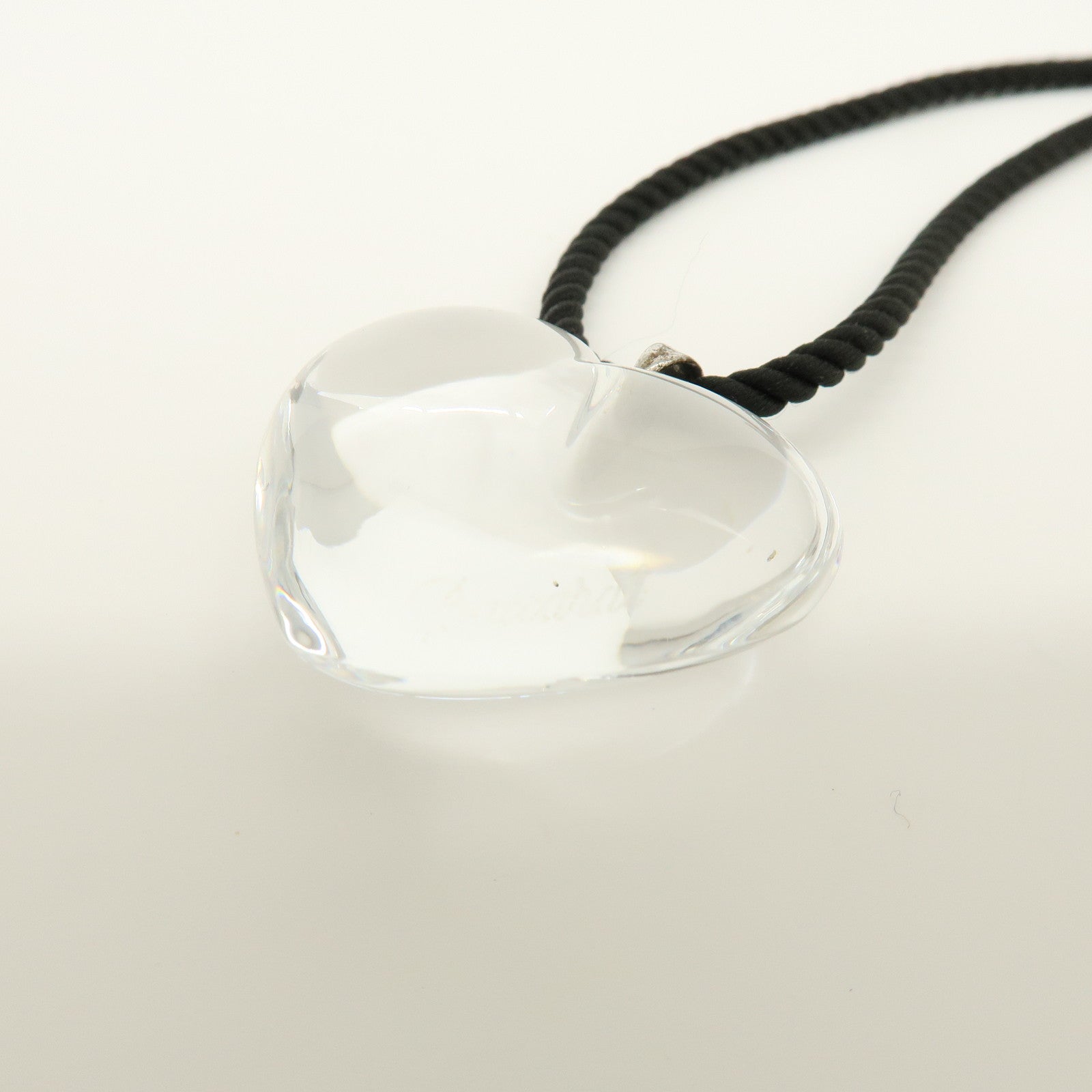 Baccarat Crystal Silver Heart Motif Necklace SV925 Clear Black