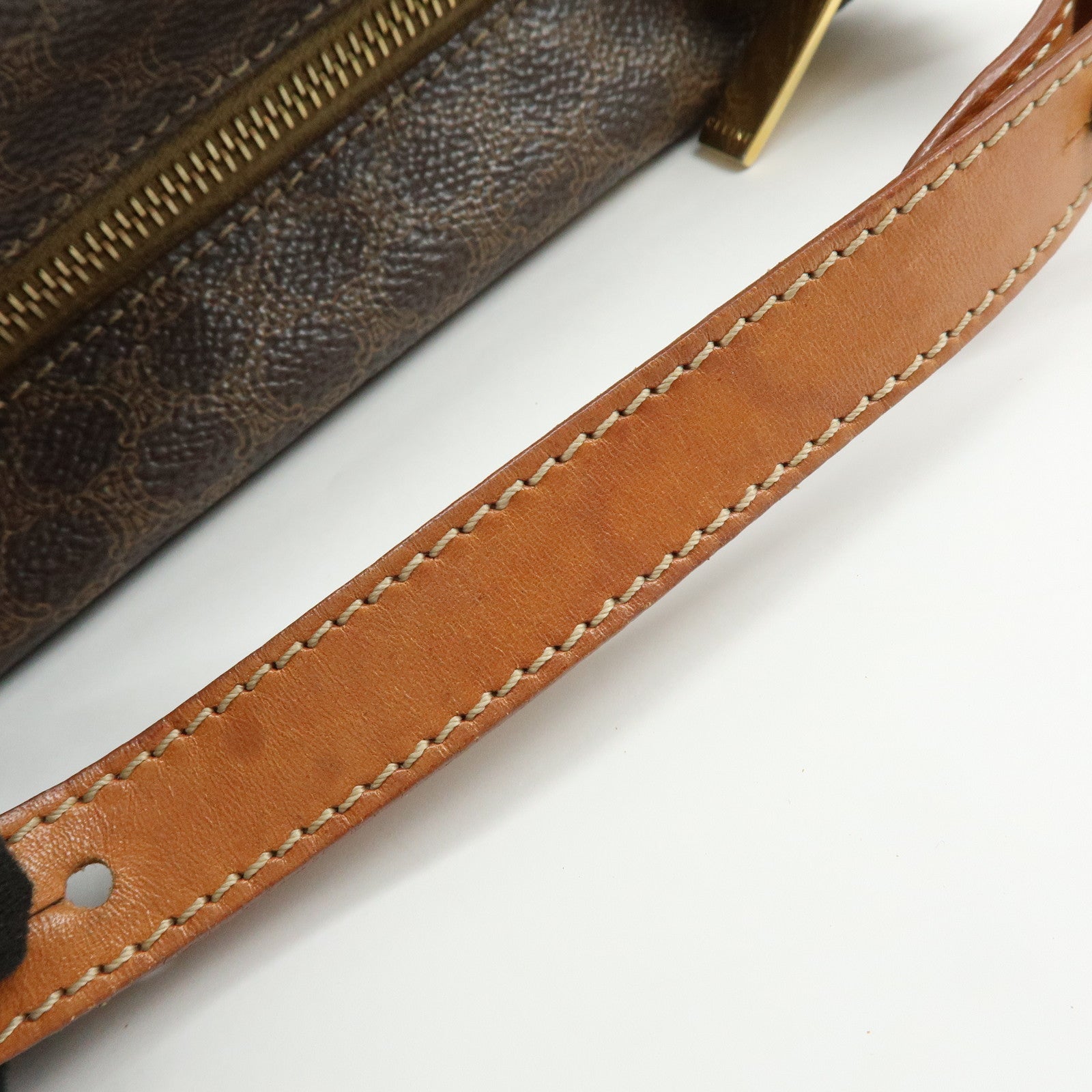 CELINE Macadam PVC Leather Hand Bag Brown