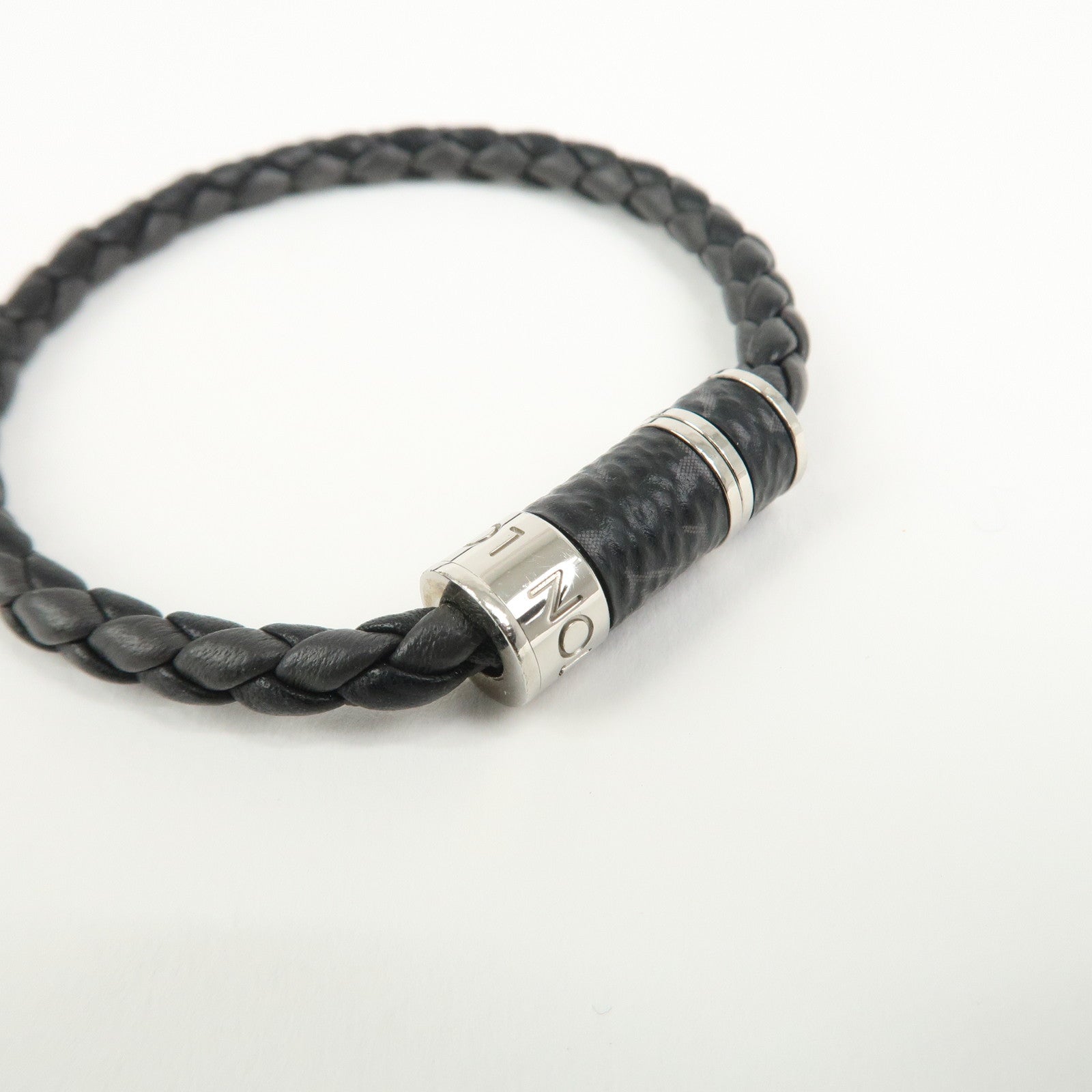 Louis Vuitton Monogram Eclipse Leather Bracelet Braided It M6588