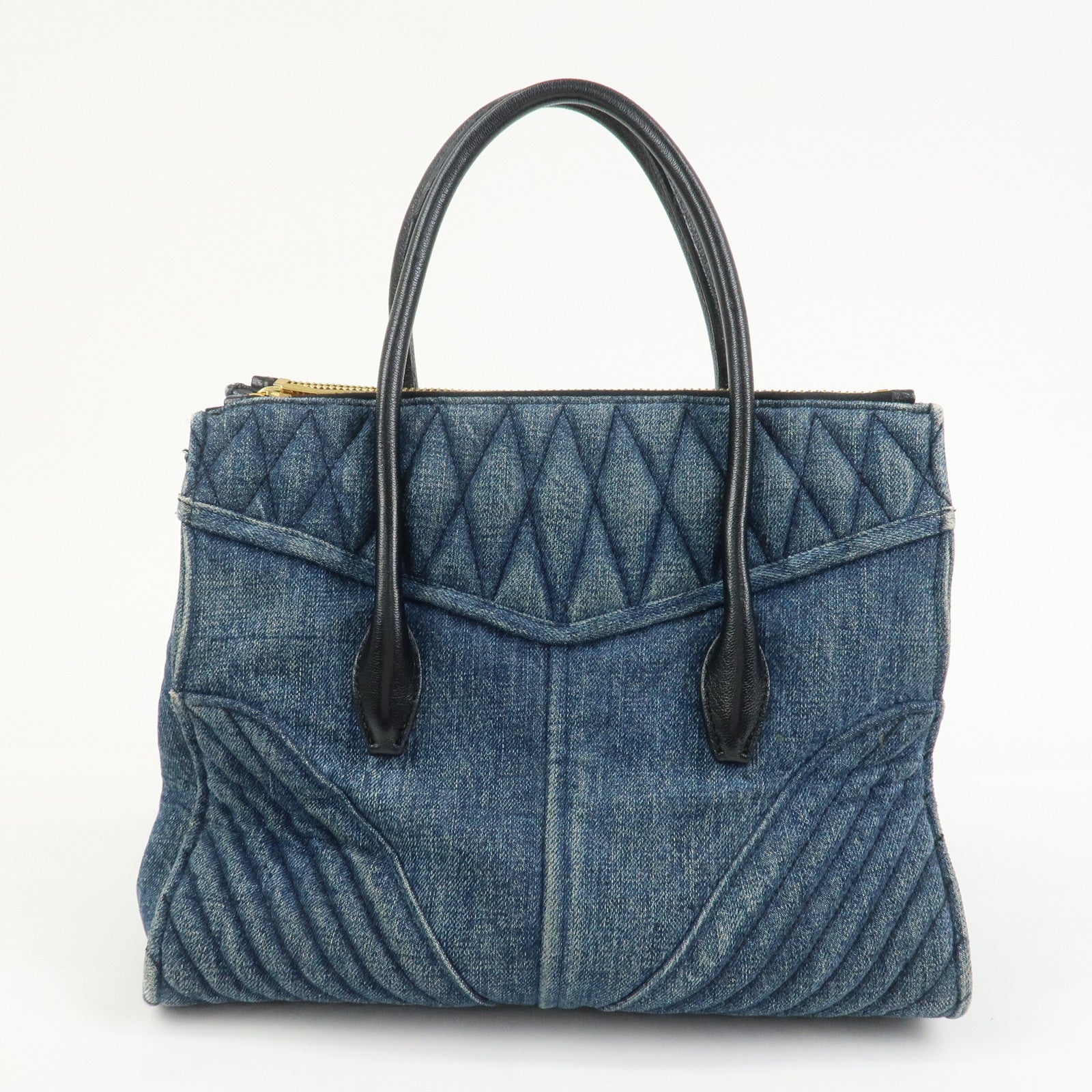 MIU MIU Biker Denim 2Way Hand Bag Shoulder Bag Blue RN1031