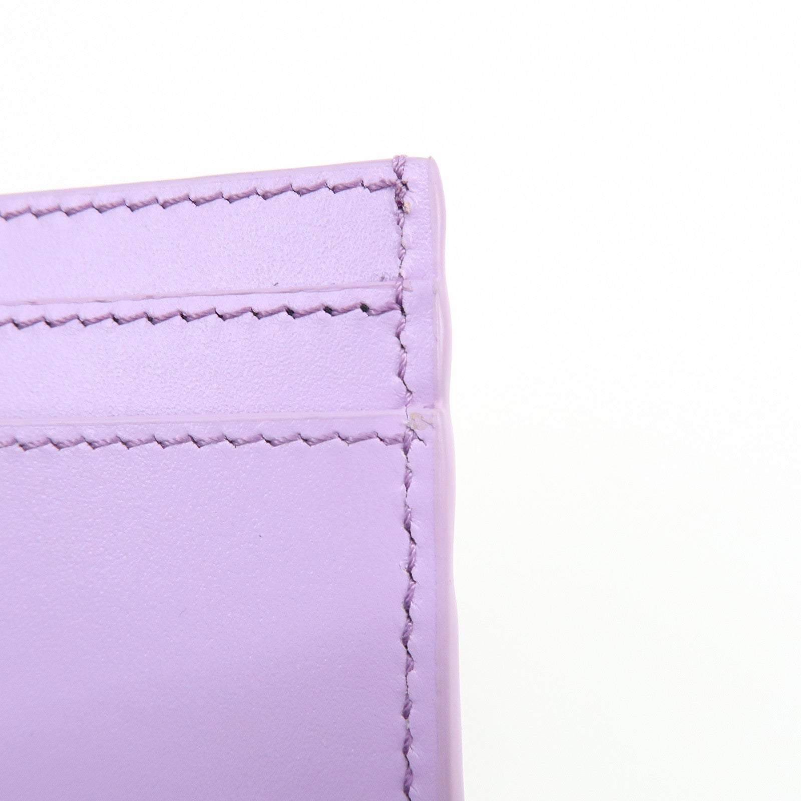 VERSACE Logo Leather Card Case Card Wallet Light Purple Gold