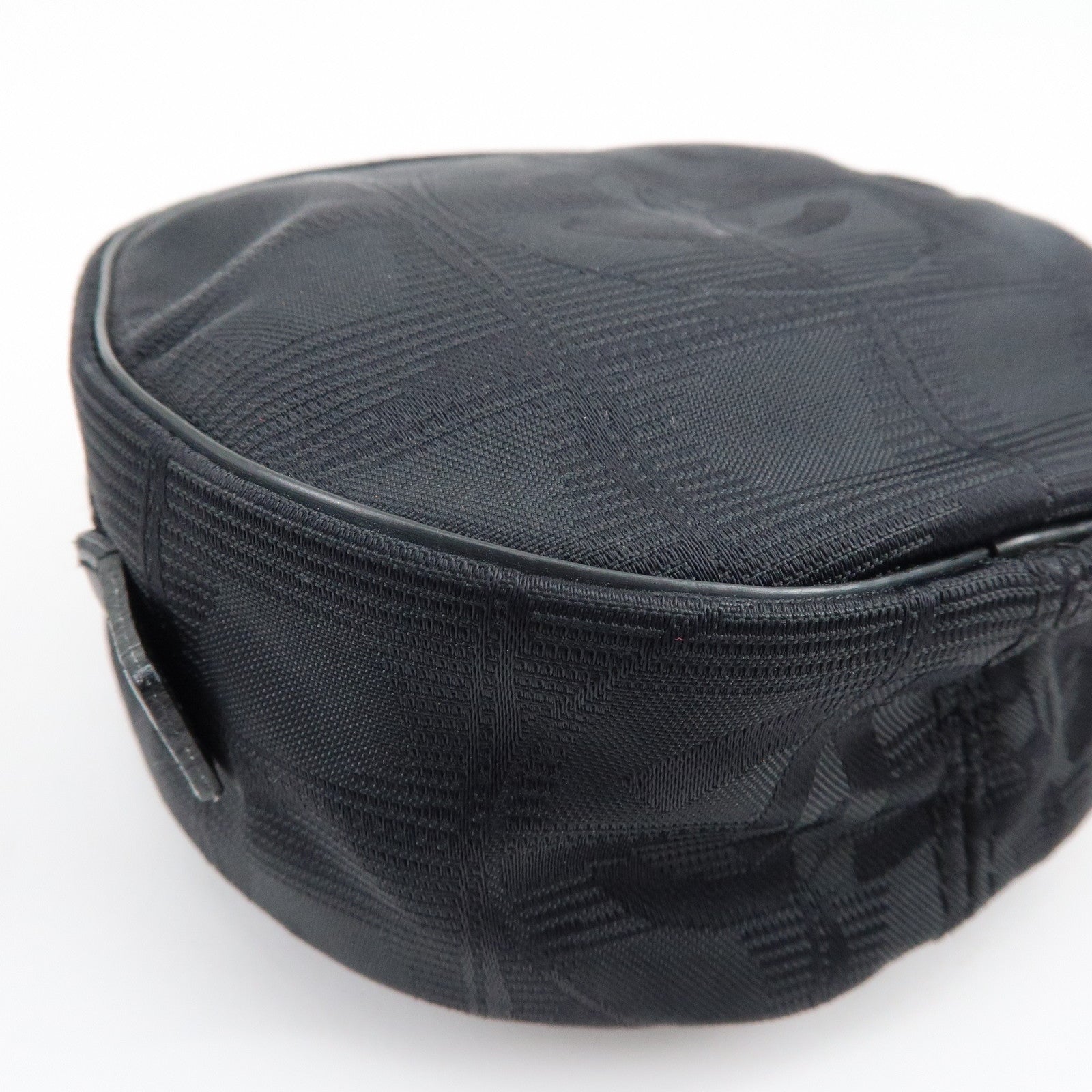 CHANEL New Travel Line Nylon Jacquard Leather Cosmetic Pouch Black