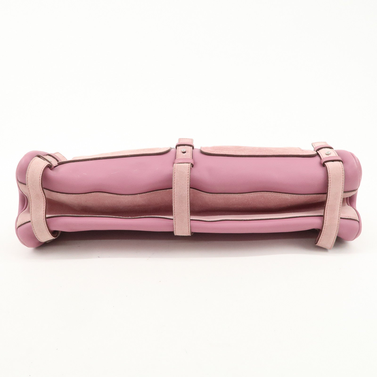 Ferragamo Gancini Leather Suede Shoulder Bag Hand Bag Pink