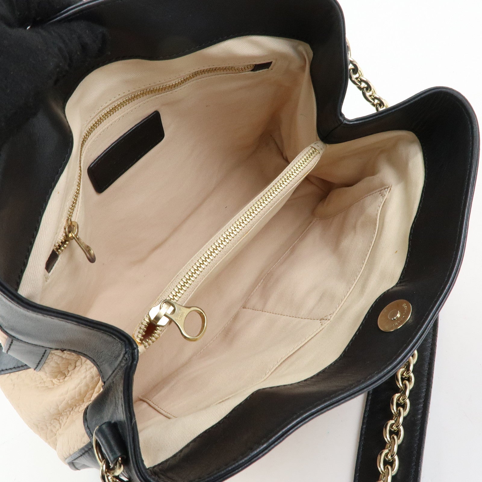 Chloe See By Chloe Leather 2Way Bag Shoulder Bag PInk Beige Black