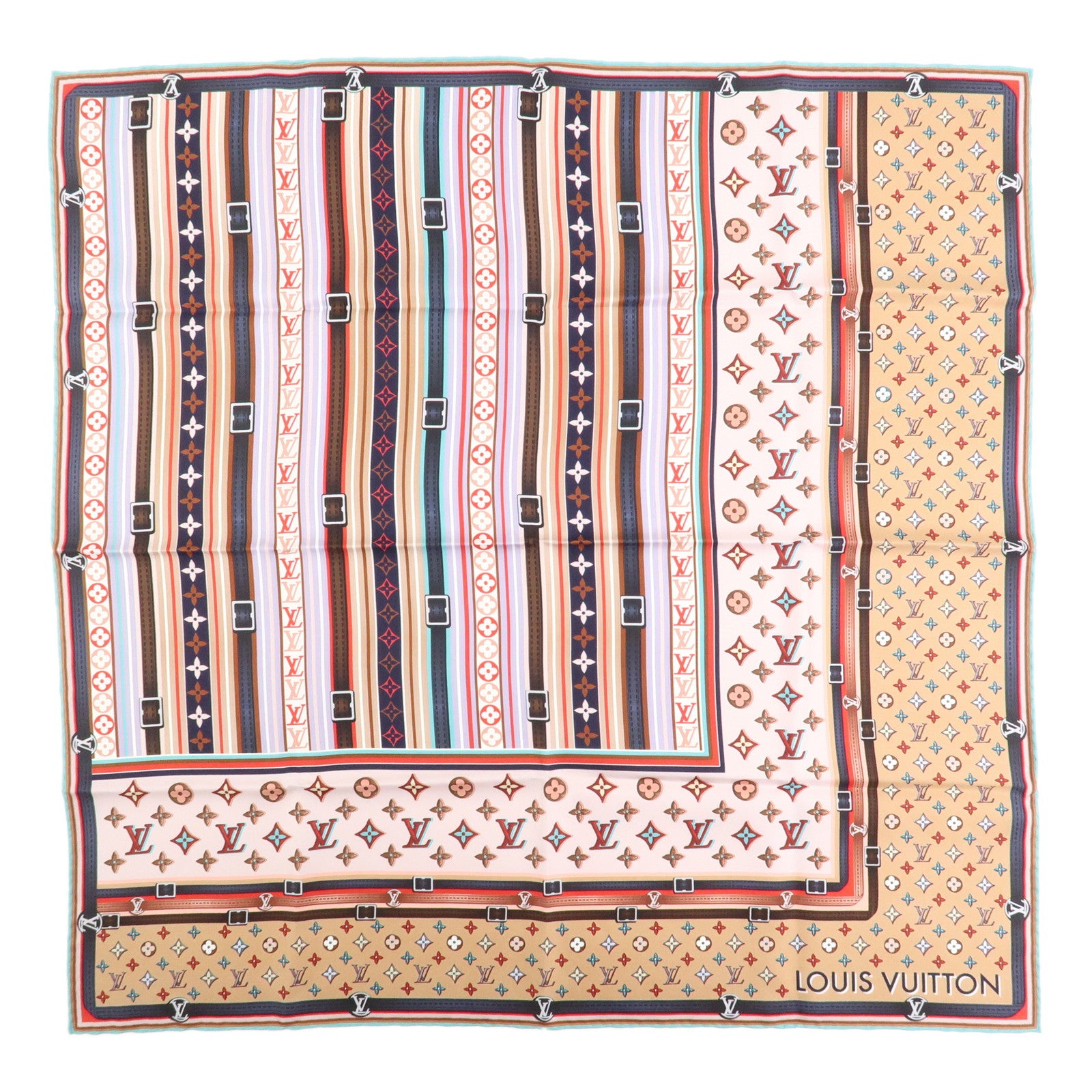 Louis Vuitton Monogram Carre 70 Silk 100% Belt Print Scarf MM77341