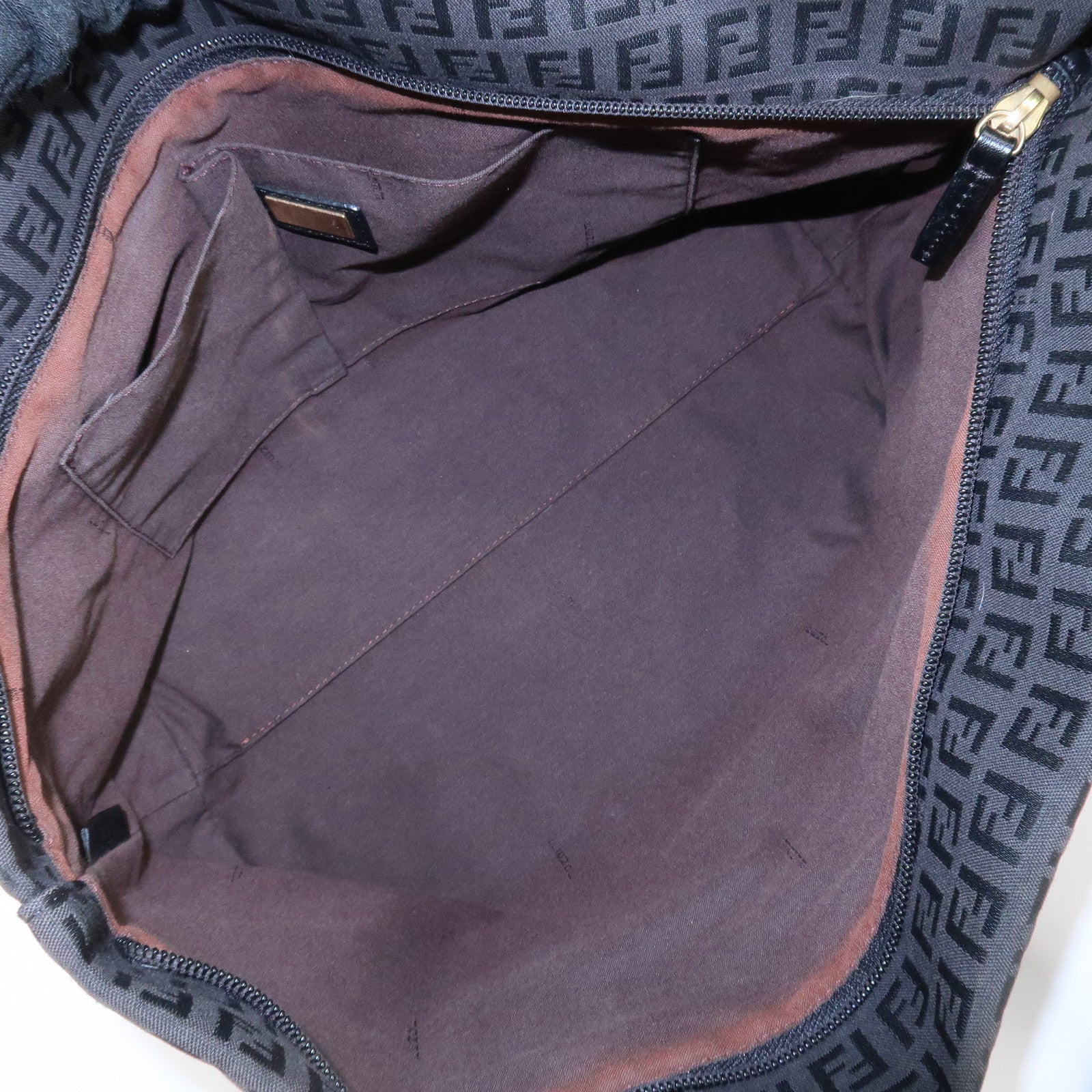 FENDI Zucchino Canvas Leather Tote Bag Shoulder Bag Black 8BH215 Used