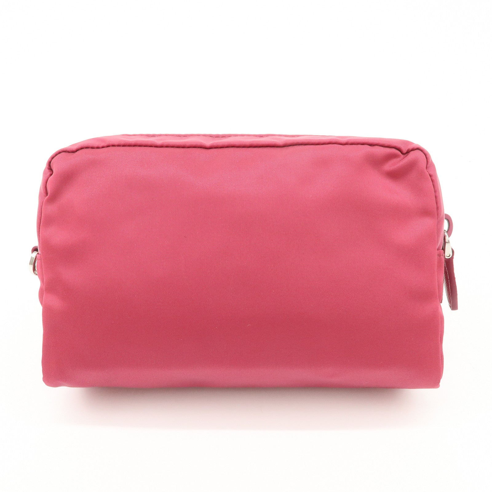 PRADA Triangle Logo Nylon Leather Pouch Pink 1NE693 Used