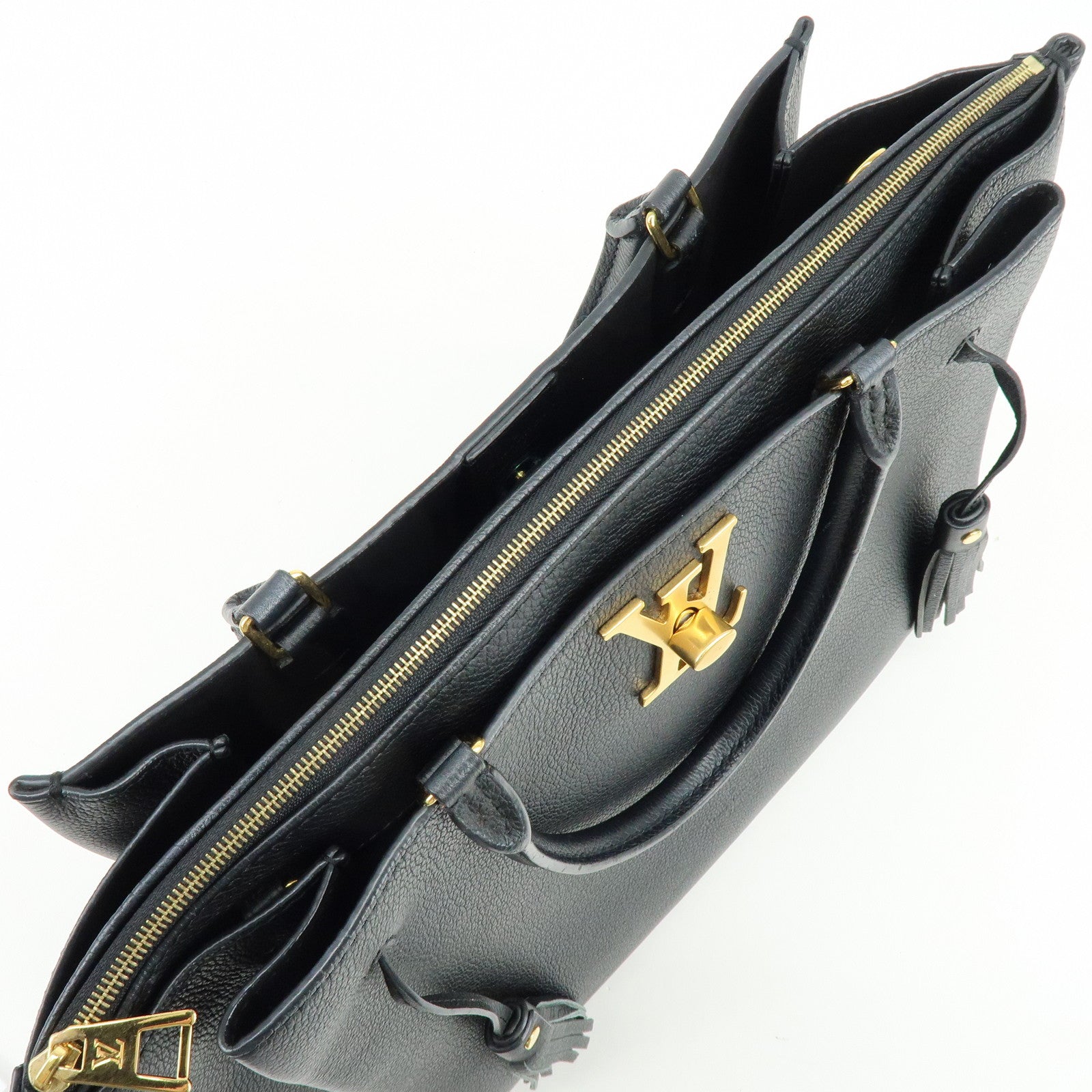 Louis Vuitton Lock Me Calf Leather Hand Bag Noir Black M54569