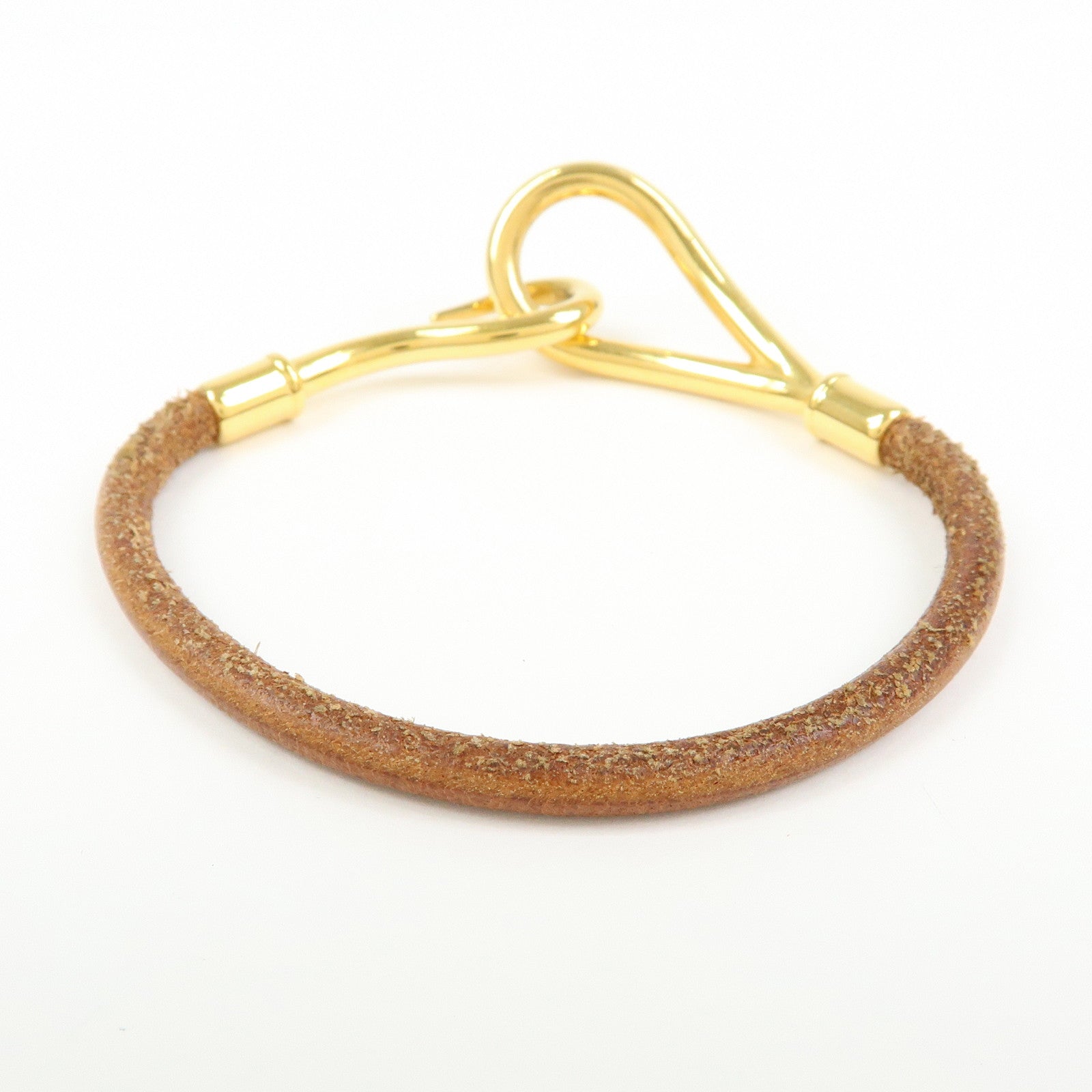 HERMES Leather Jumbo Choker Bracelet Brown