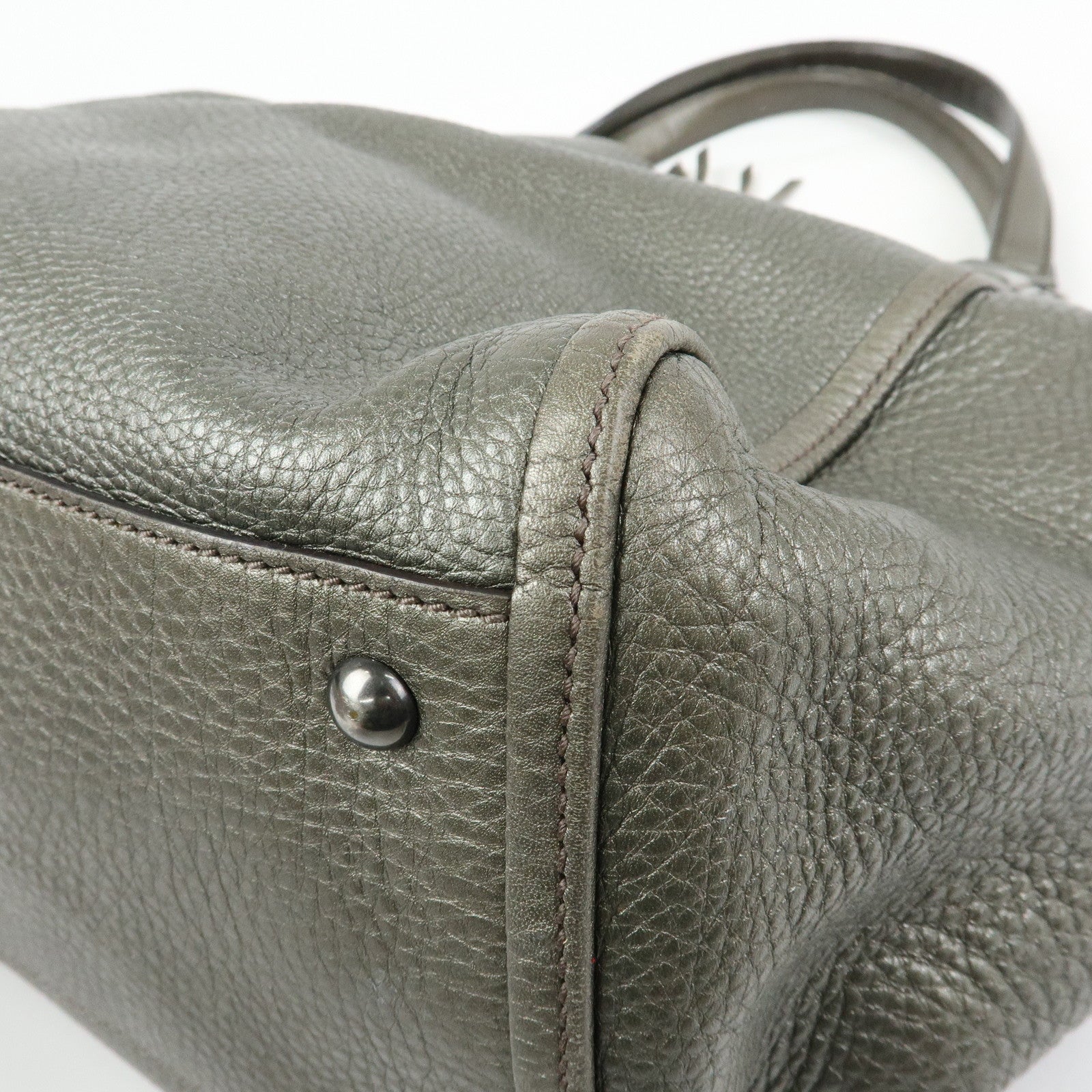 GUCCI SOHO Interlocking G Leather Tote Bag Hand Bag Silver 282309