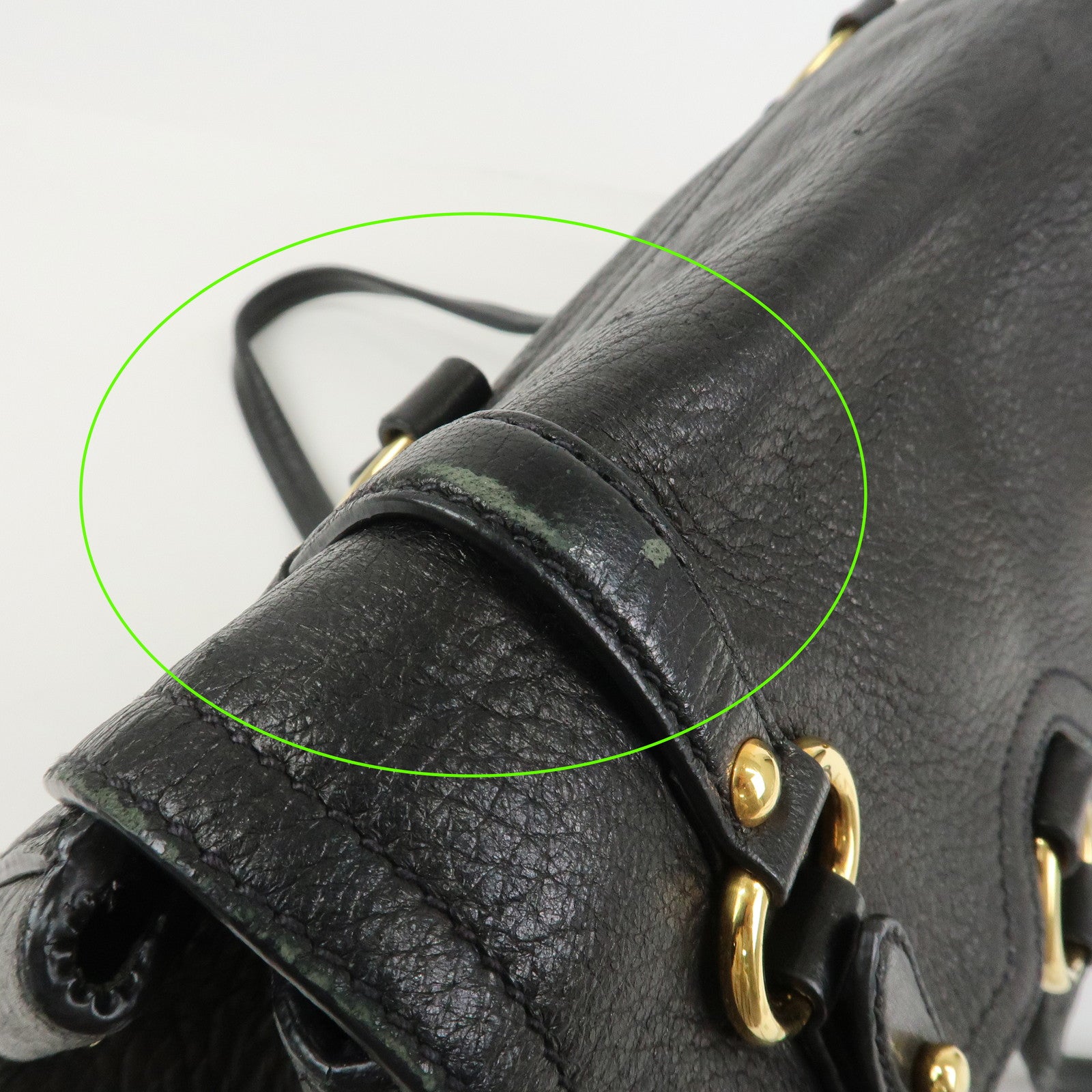 MIU MIU Leather Tote Bag Shoulder Bag Black