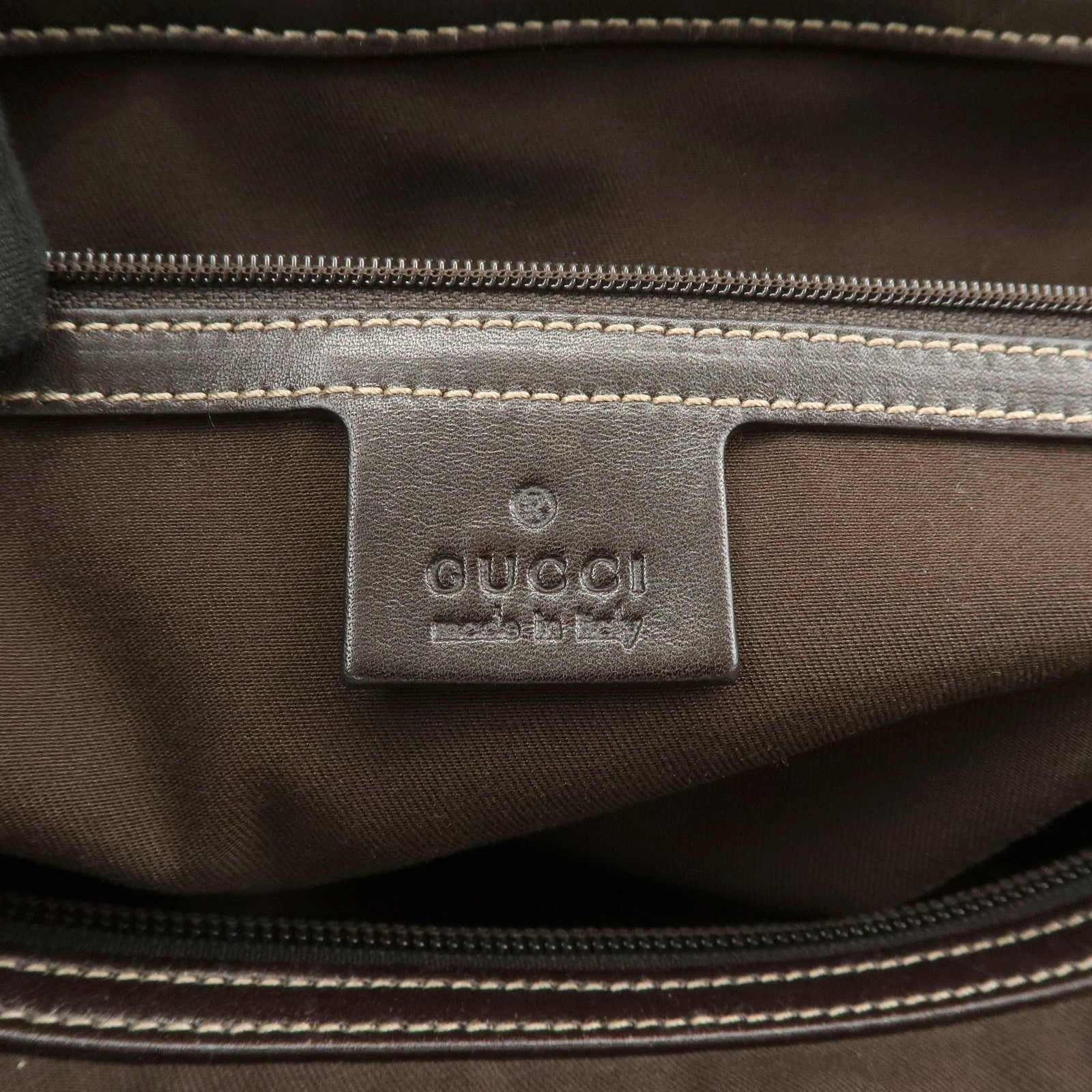 GUCCI GG Canvas Leather Tote Bag Hand Bag Brown Beige 145993
