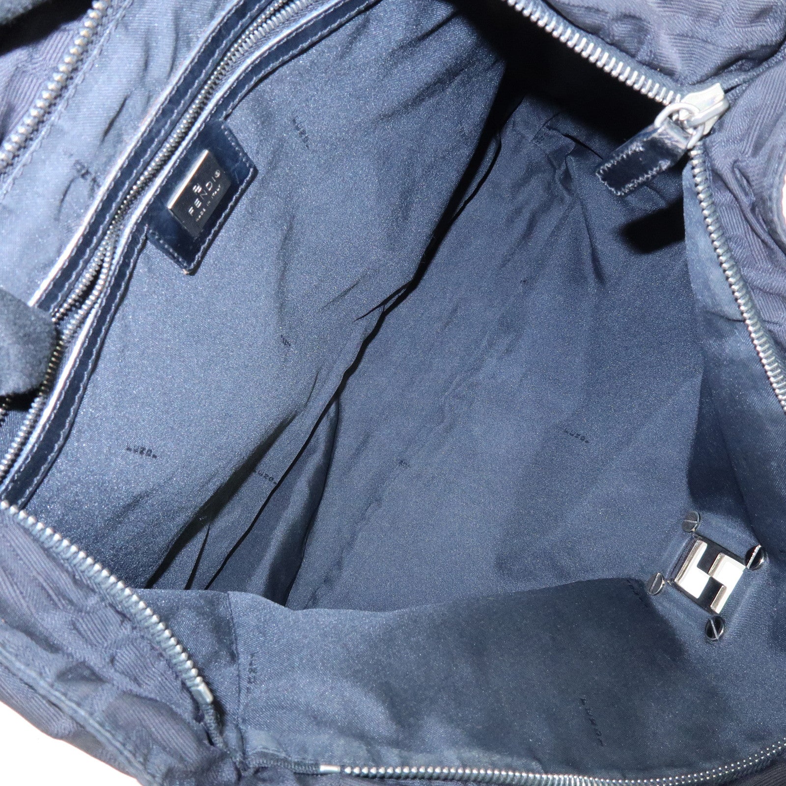 FENDI Zucca Canvas Leather Tote Bag Shoulder Bag Black 15785