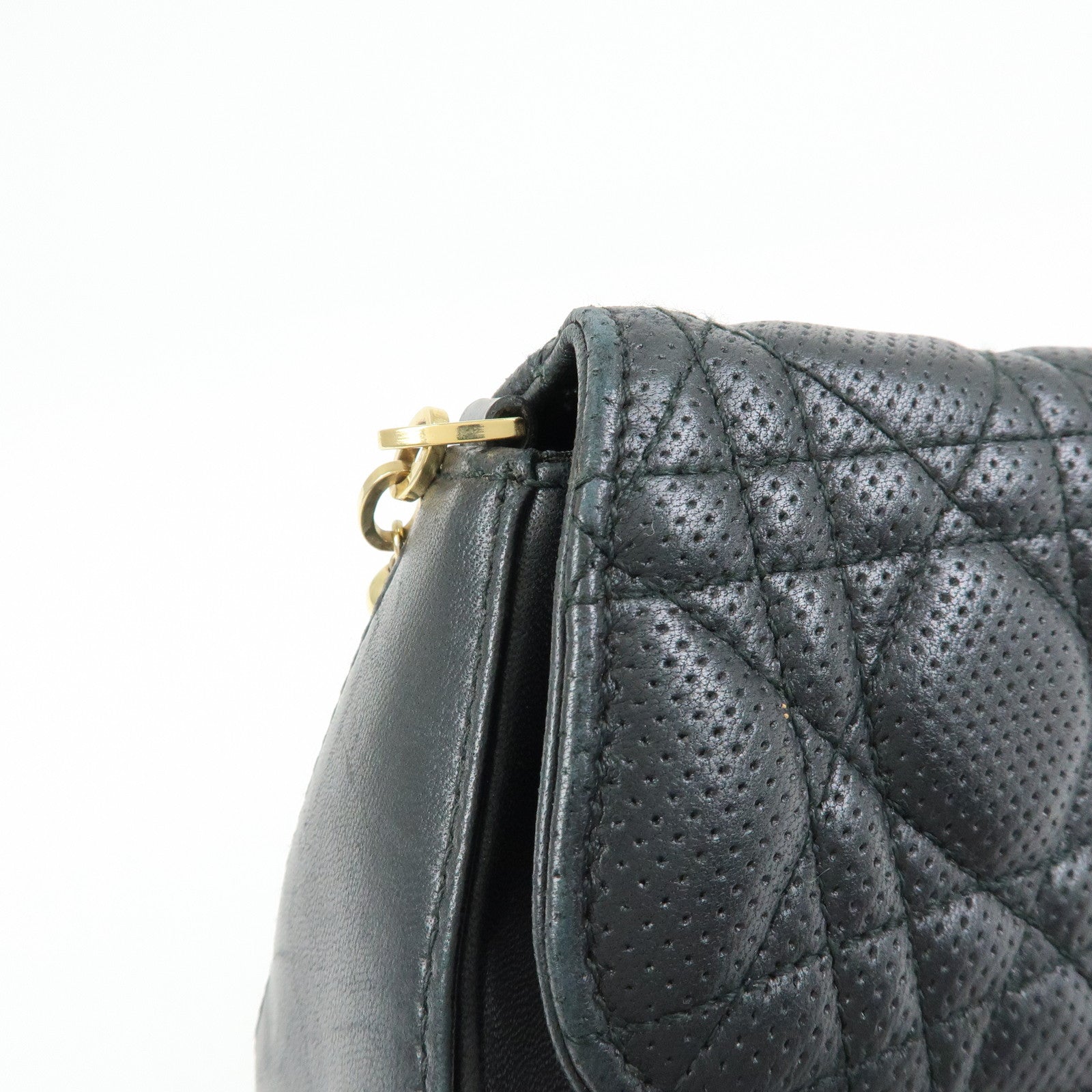 Christian Dior Cannage Leather Chain Shoulder Bag Clutch Bag Black