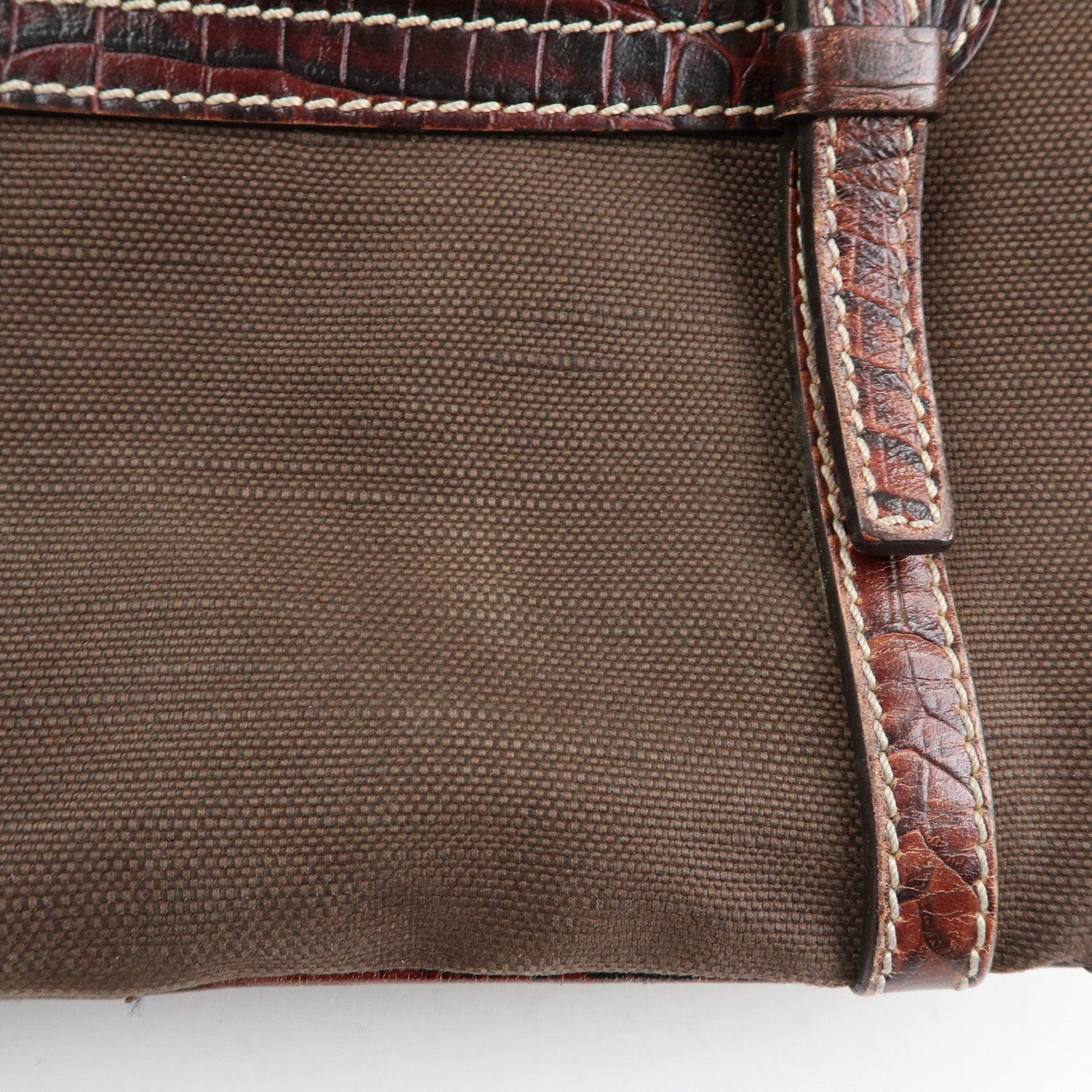 CELINE Macadam Boogie Bag Canvas Leather Hand Bag Brown