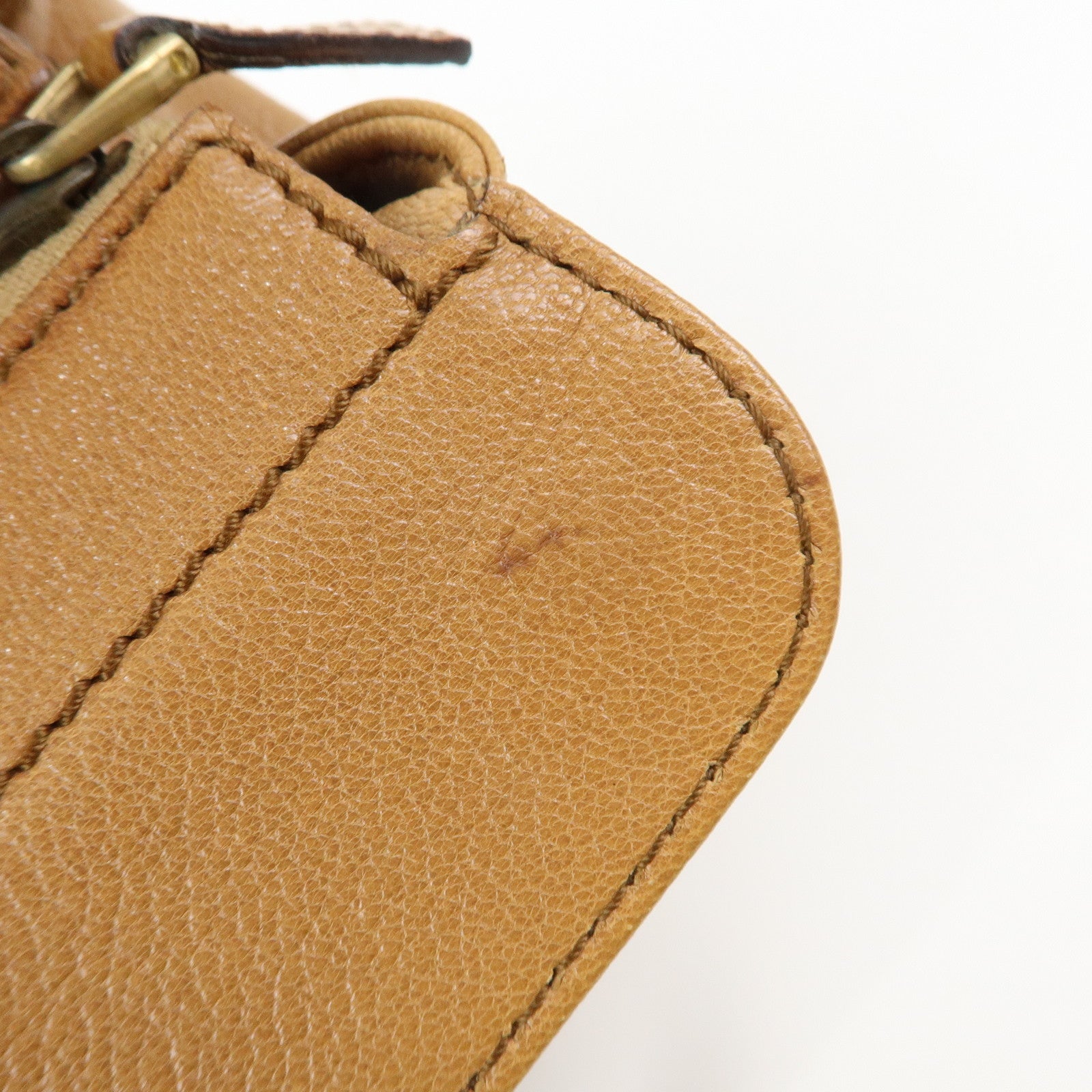 GUCCI Interlocking G Leather Blondie Studs Hand Bag Brown 121551