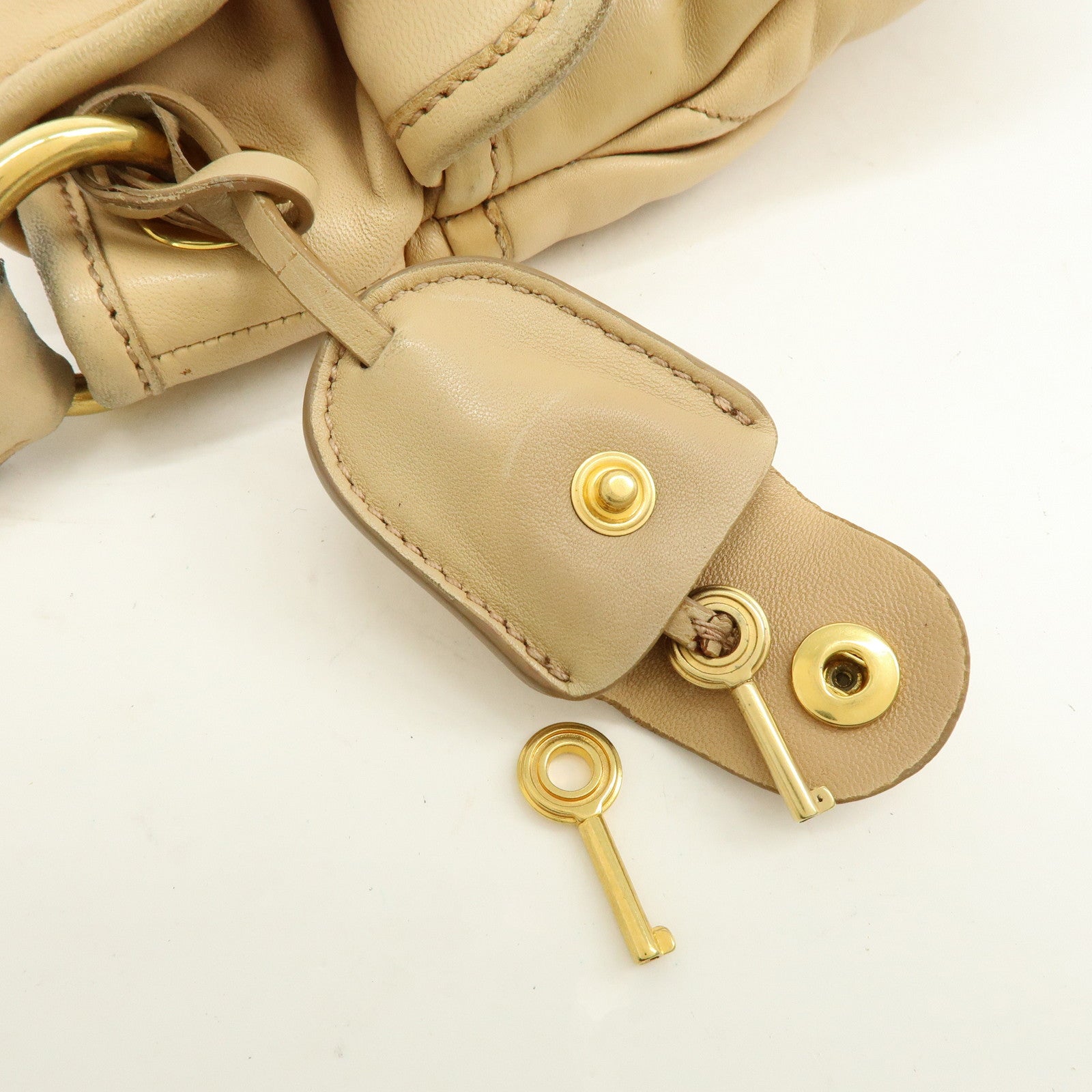 MIU MIU Matelasse Leather 2Way Bag Hand Bag Shoulder Bag Beige