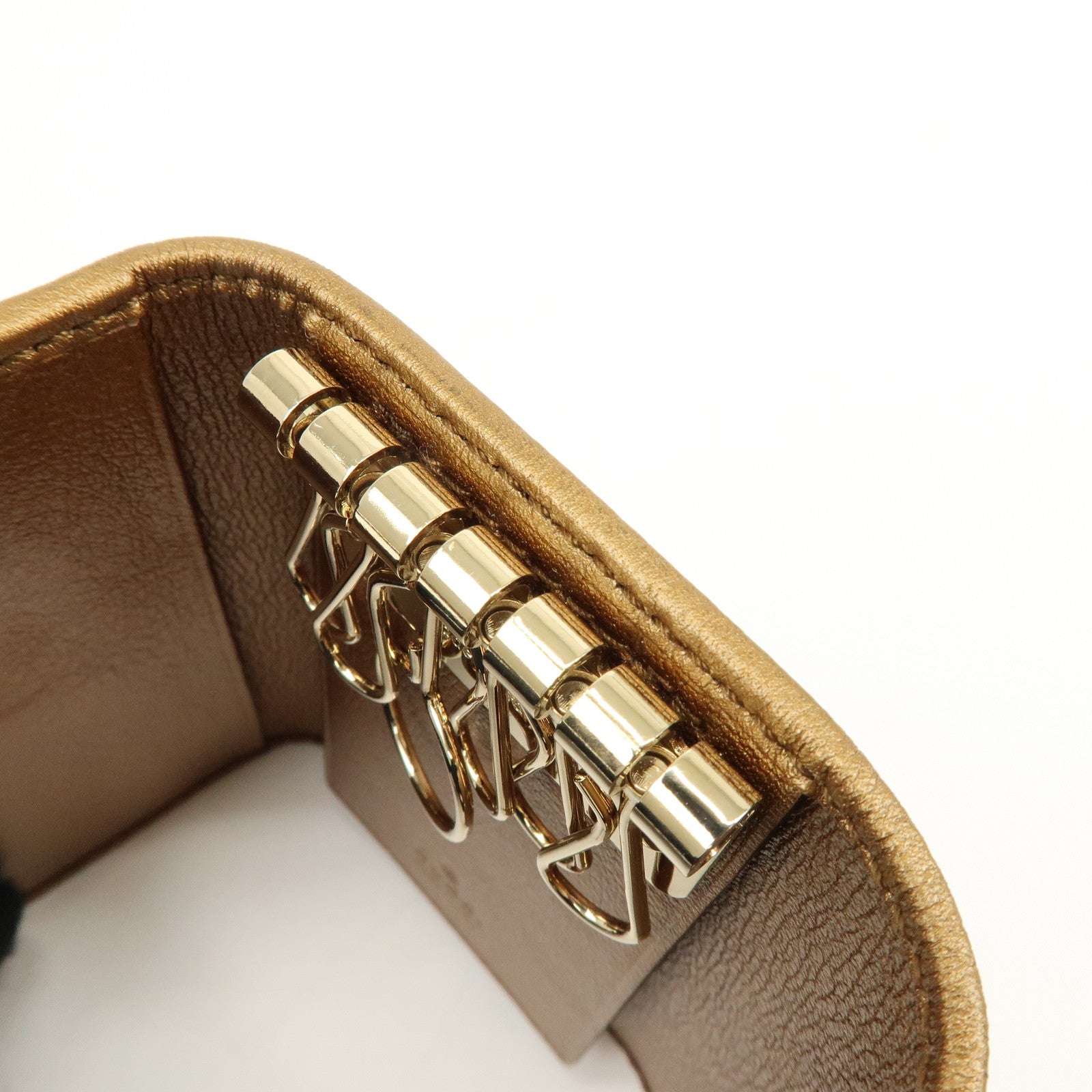 GUCCI GG Canvas Leather 6 Ring Key Case Beige Brown 127048