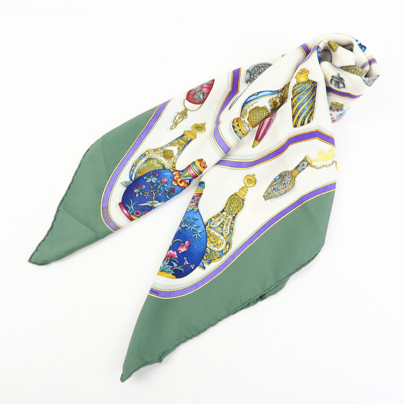 Hermes Carre 90 Silk 100% Pourvu qu'on ait l'ivresse Scarf Green