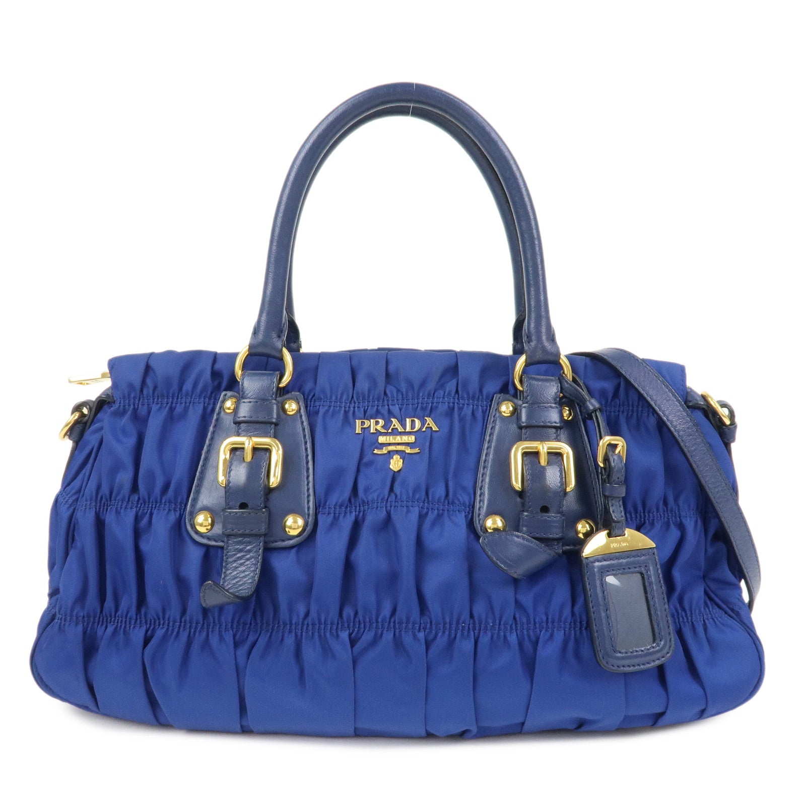 PRADA Logo Nylon Leather 2Way Bag Hand Bag Shoulder Bag BN 1407