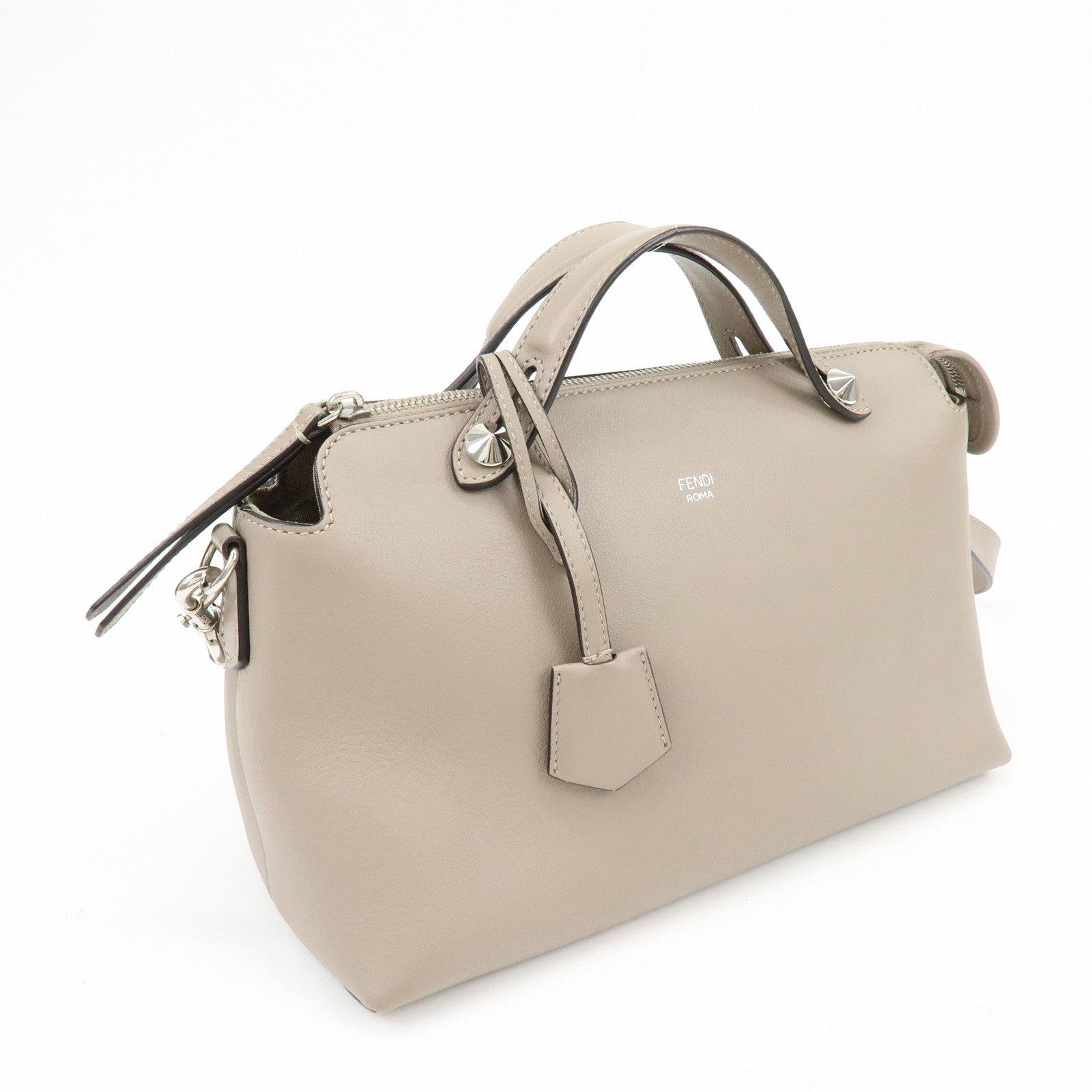 FENDI BY THE WAY Medium Leather 2Way Hand Bag Greige 8BL124
