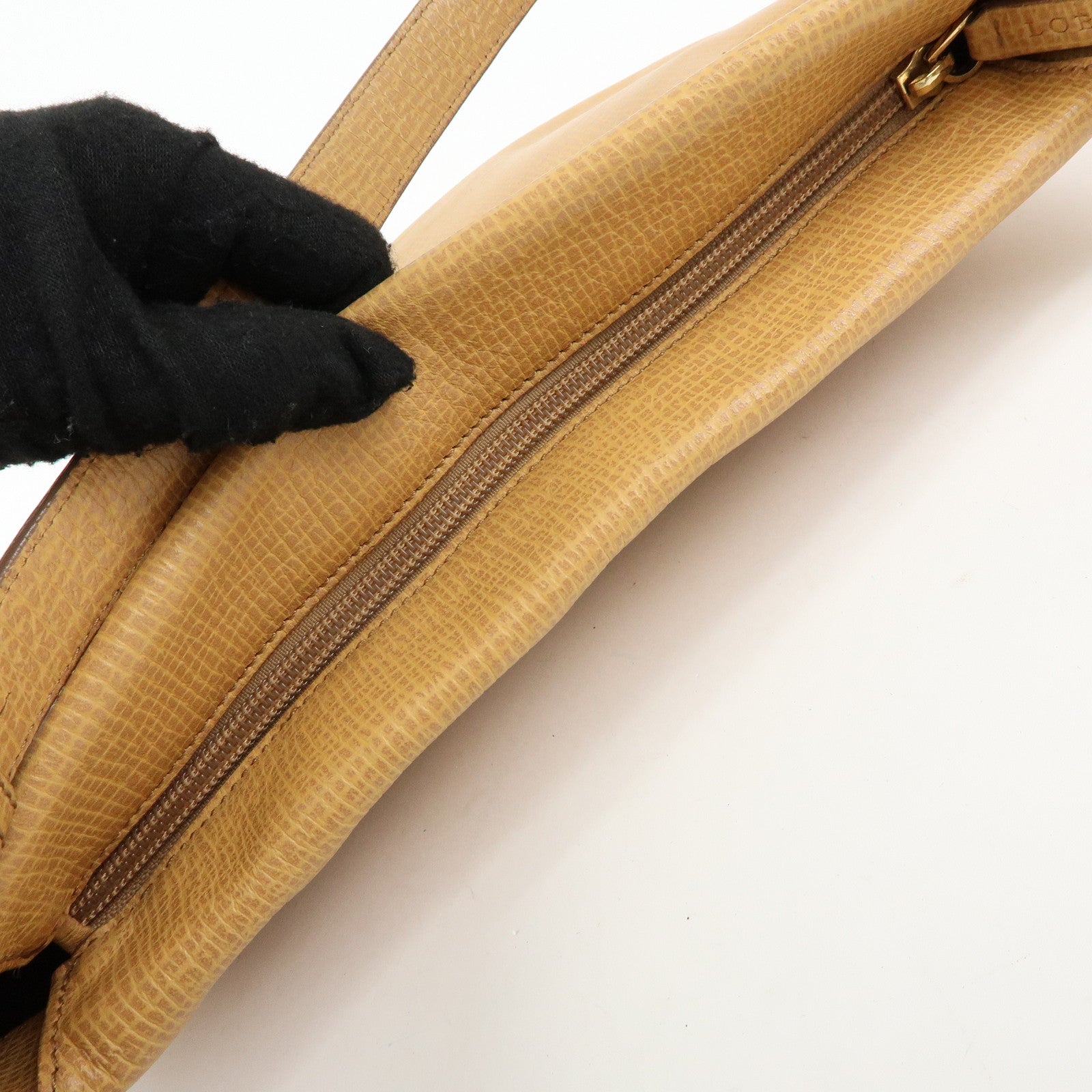 LOEWE Leather Hand Bag Shoulder Bag Beige