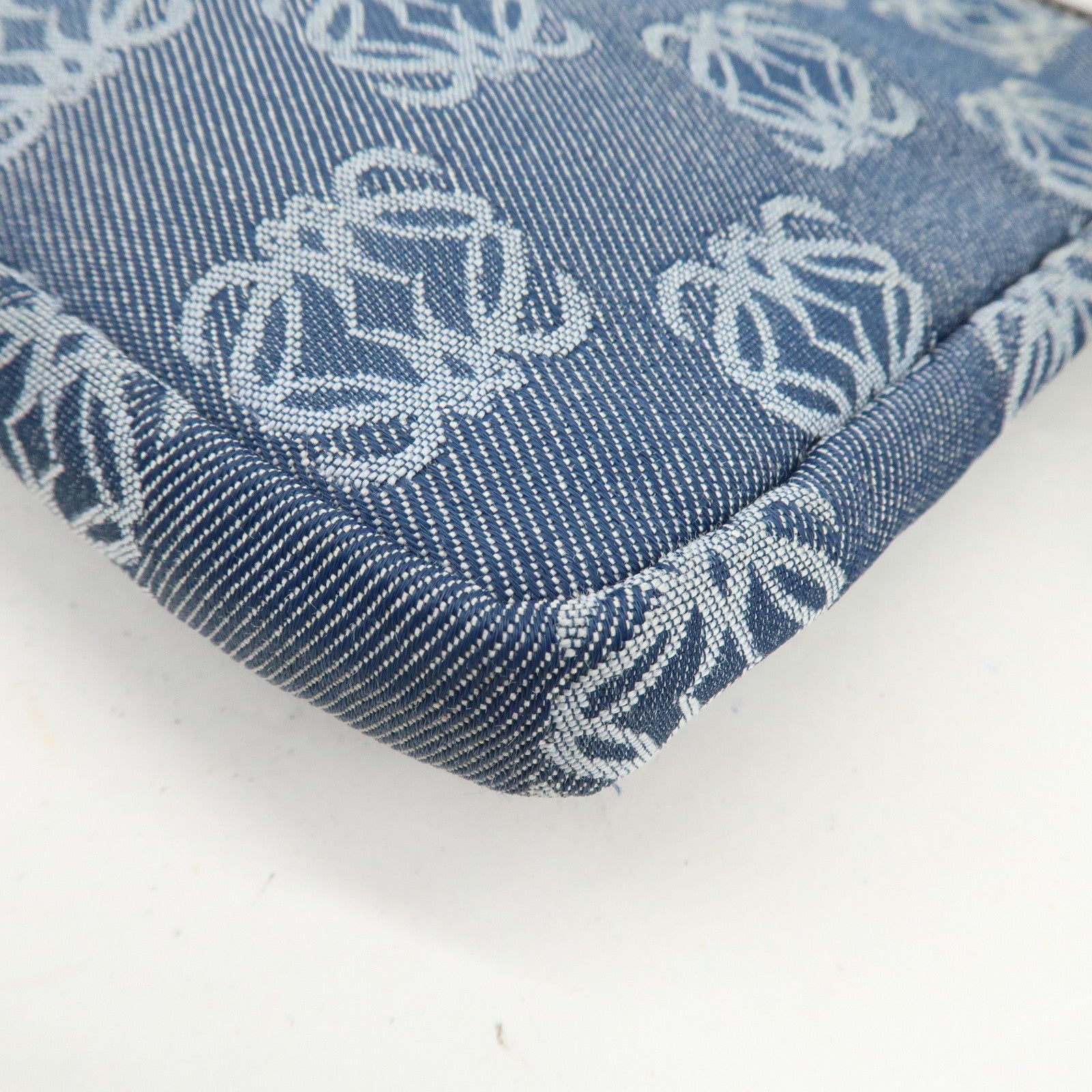 LOEWE Anagram Canvas Leather Shoulder Bag Hand Bag Denim Brown