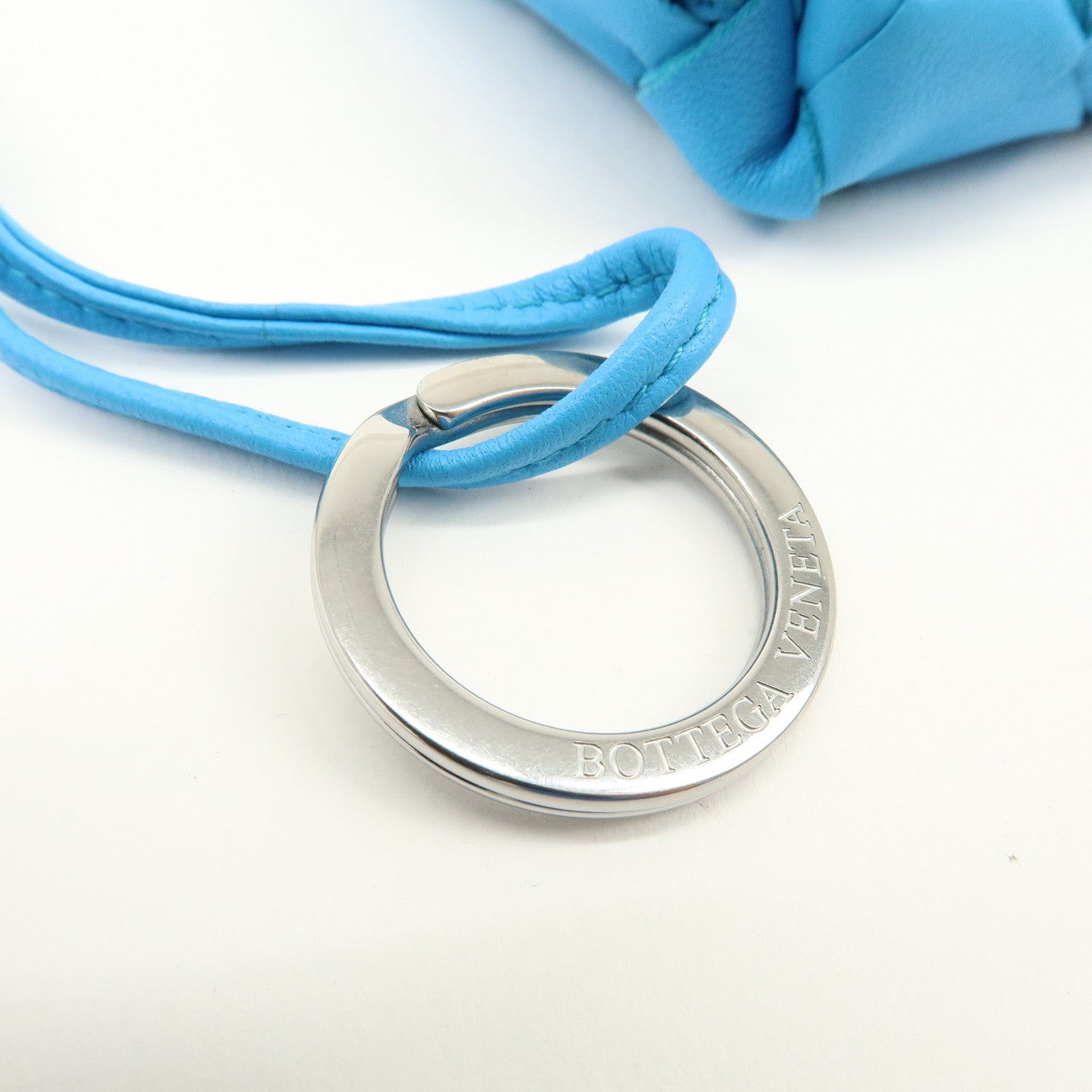 BOTTEGA VENETA Intrecciato Nappa Leather Bag Charm Light Blue