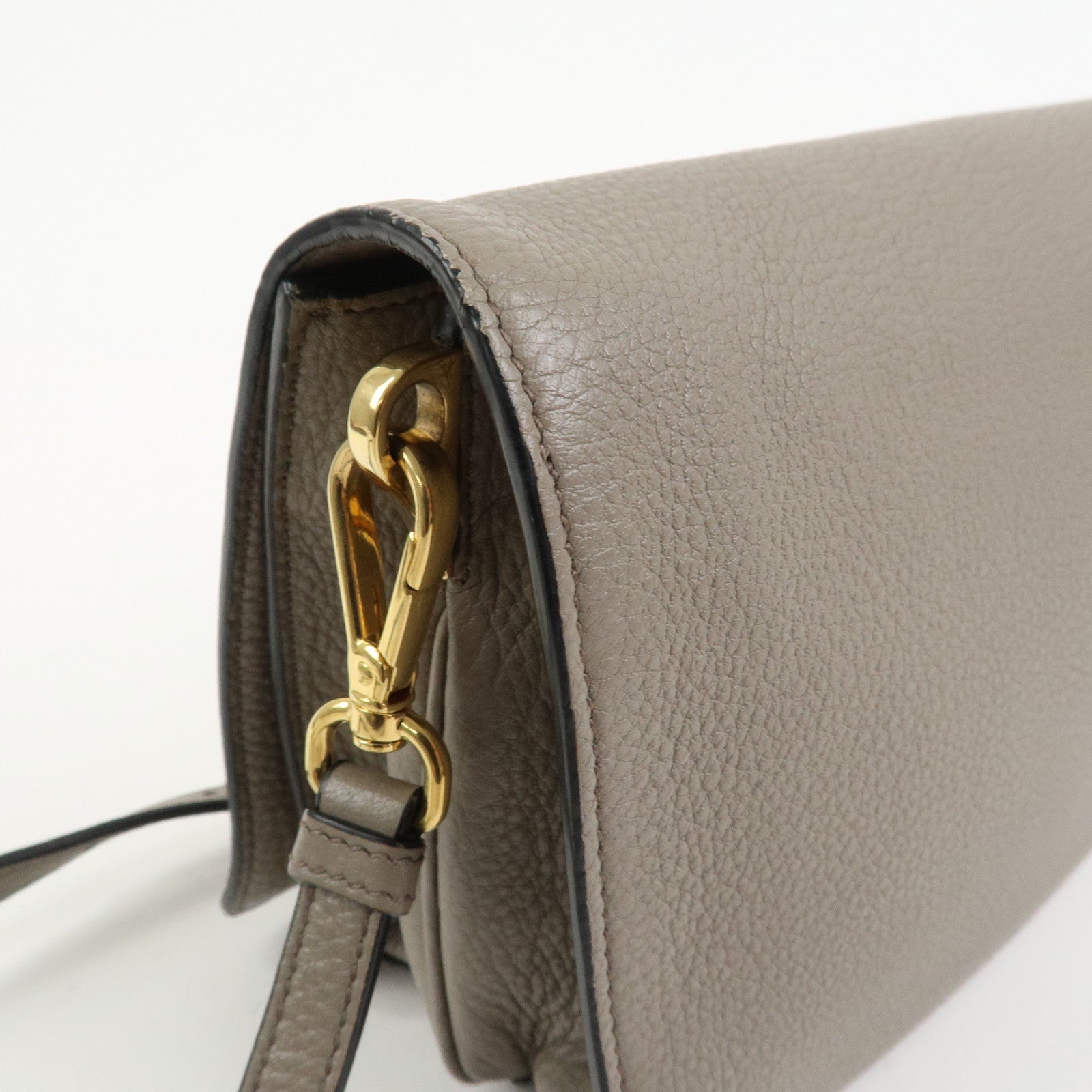 PRADA Leather Shoulder Bag Crossbody Bag Gray 1BH031