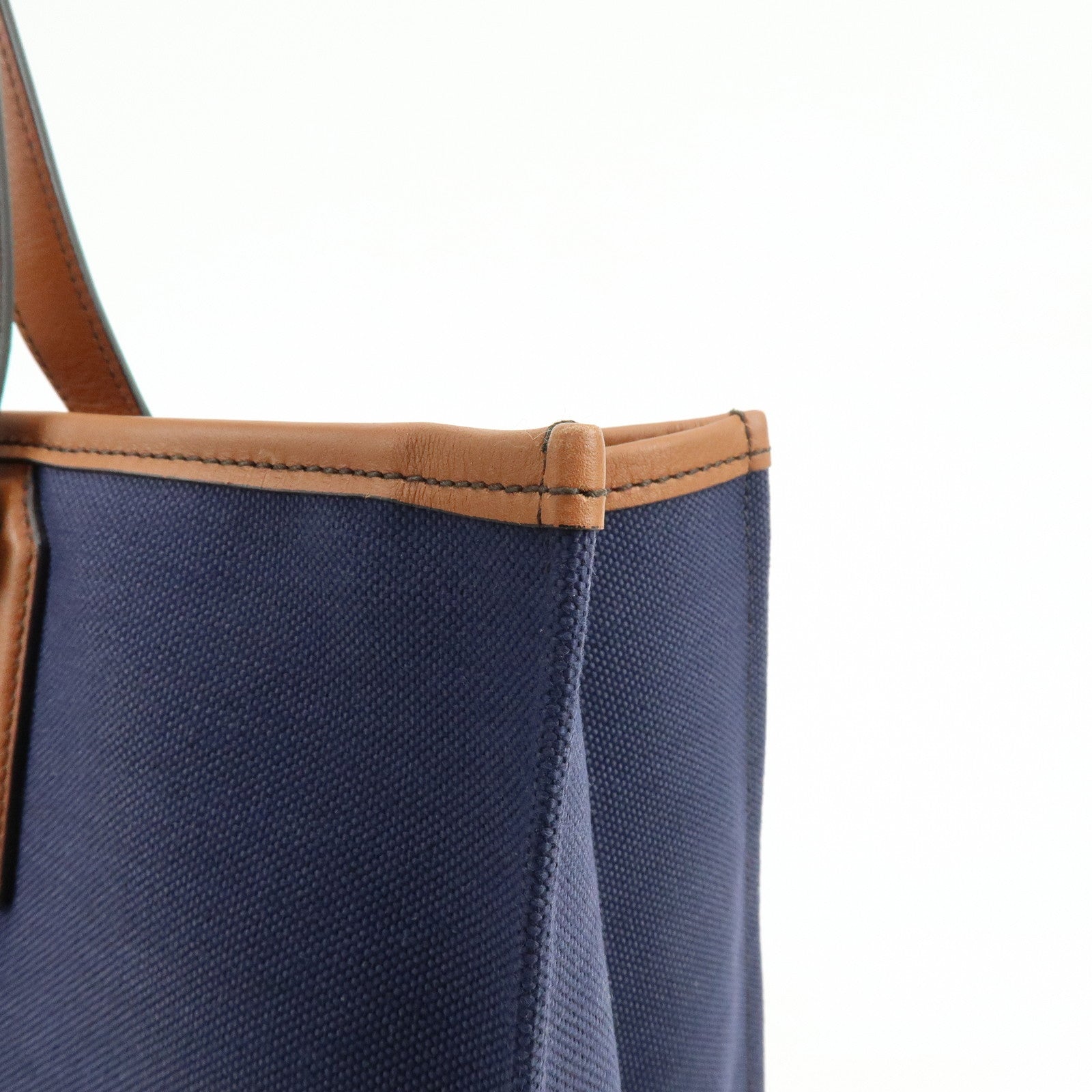 Ferragamo 1927 Signature Canvas Leather Tote Bag Navy Brown