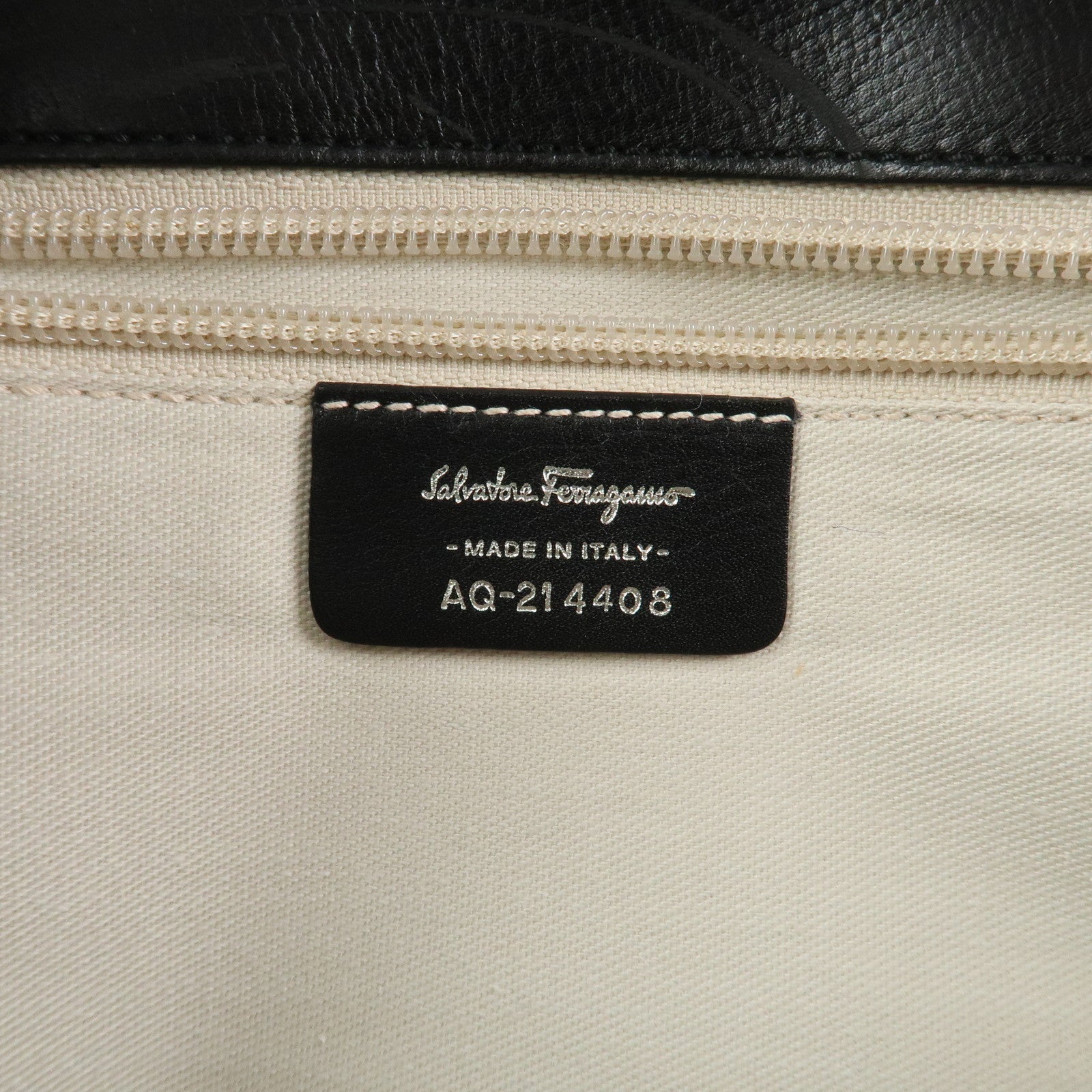 Ferragamo Gancini Leather 2Way Bag Hand Bag Shoulder Bag Black