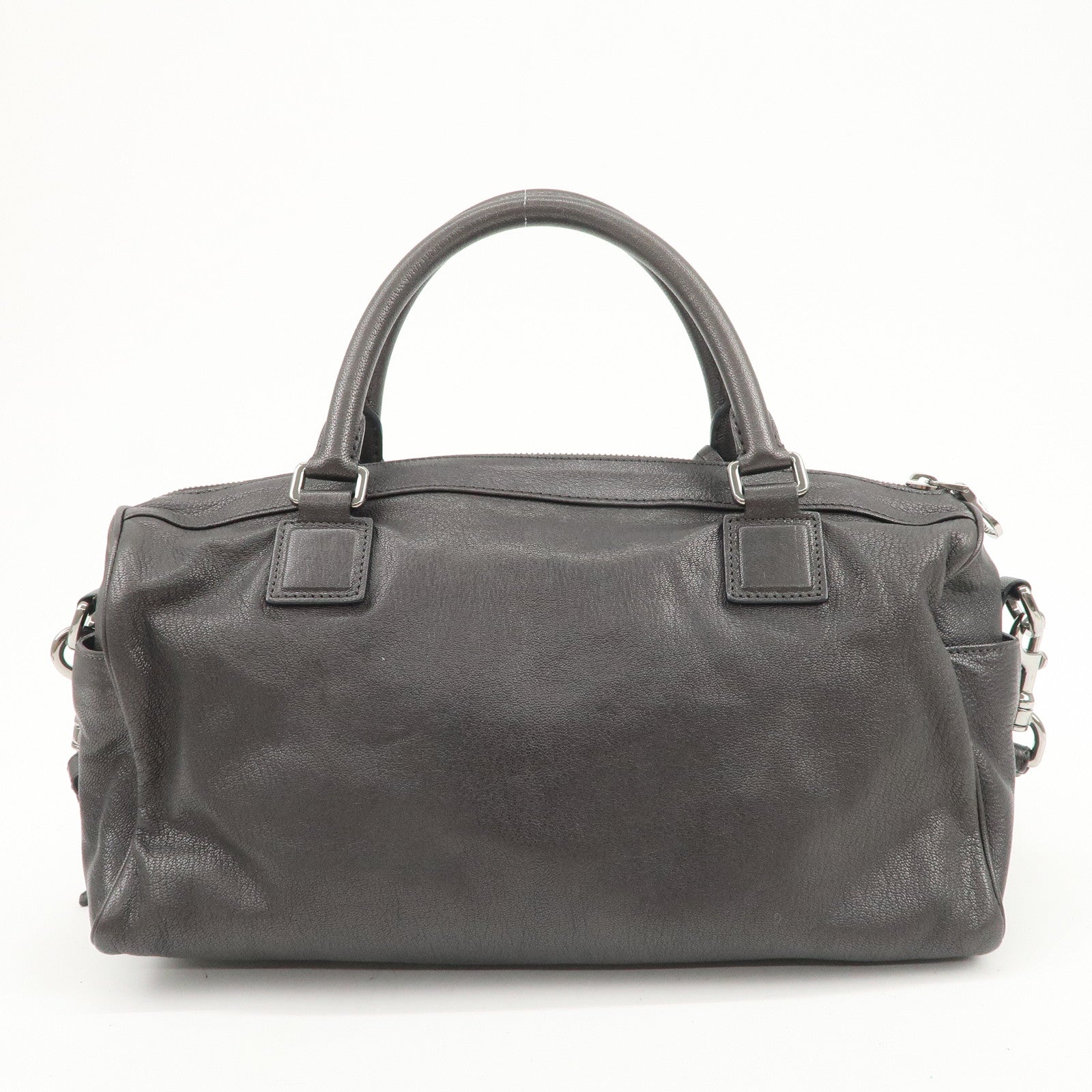 LOEWE Anagram Leather 2WAY Bag Shoulder Bag Hand Bag Metallic Gray