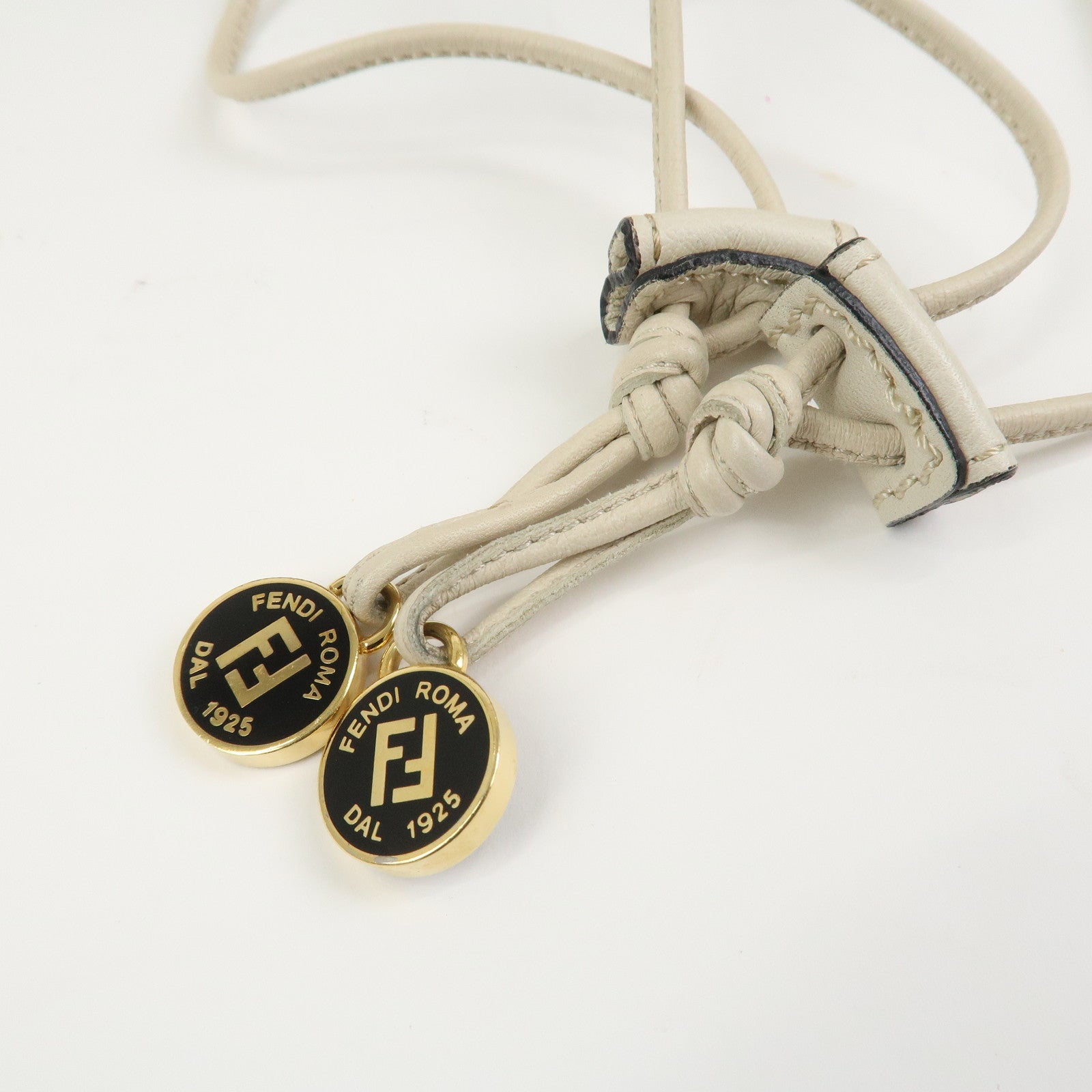 FENDI Logo Leather 2Way Bag Hand Bag Shoulder Bag Ivory 8BN238