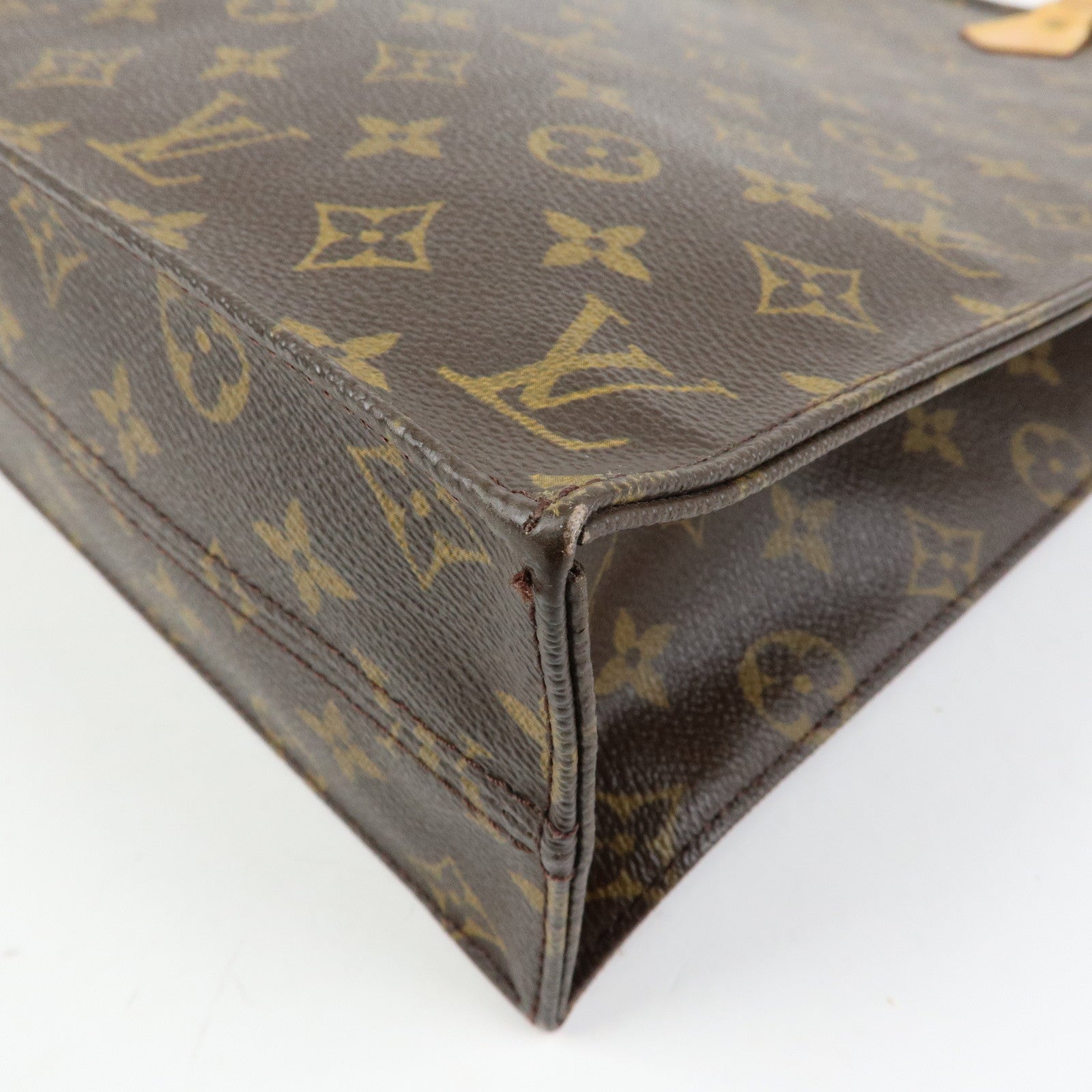 Louis Vuitton Monogram Sac Plat Tote Bag Hand Bag Brown M51140