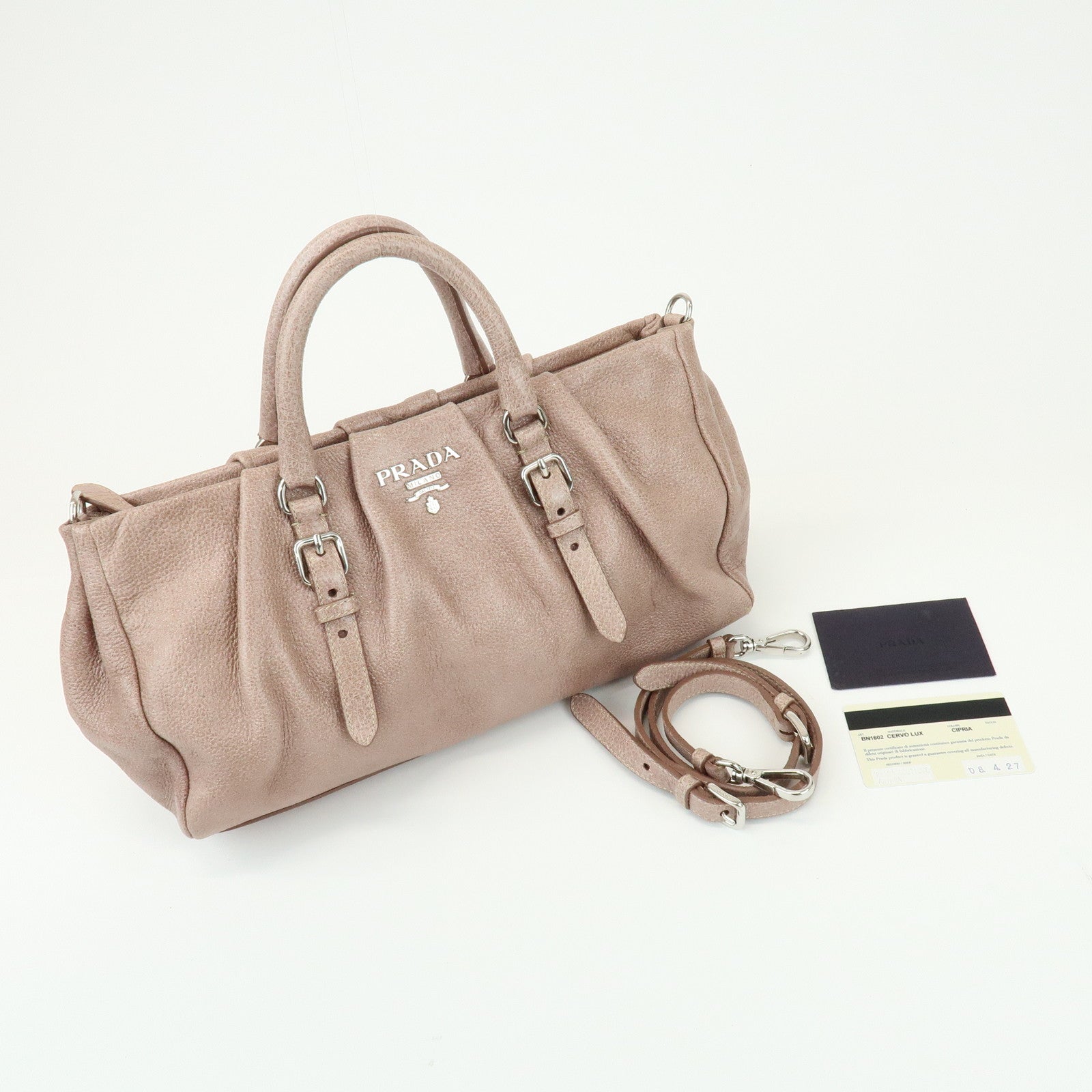 PRADA 2Way Bag Hand Bag Shoulder Bag Pink Beige BN1602