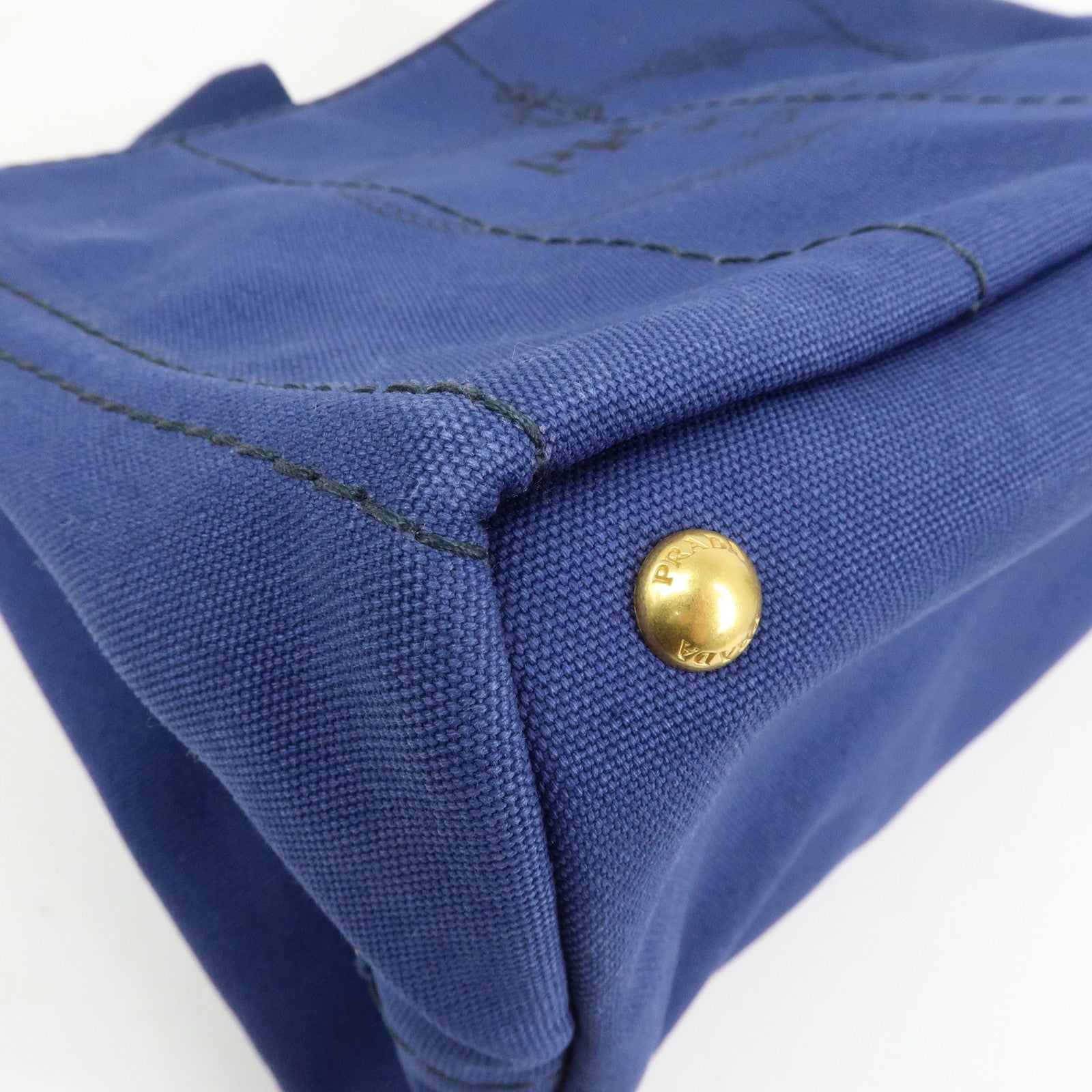 PRADA Triangle Logo Canapa Canvas 2Way Tote Hand Bag Blue BN2642