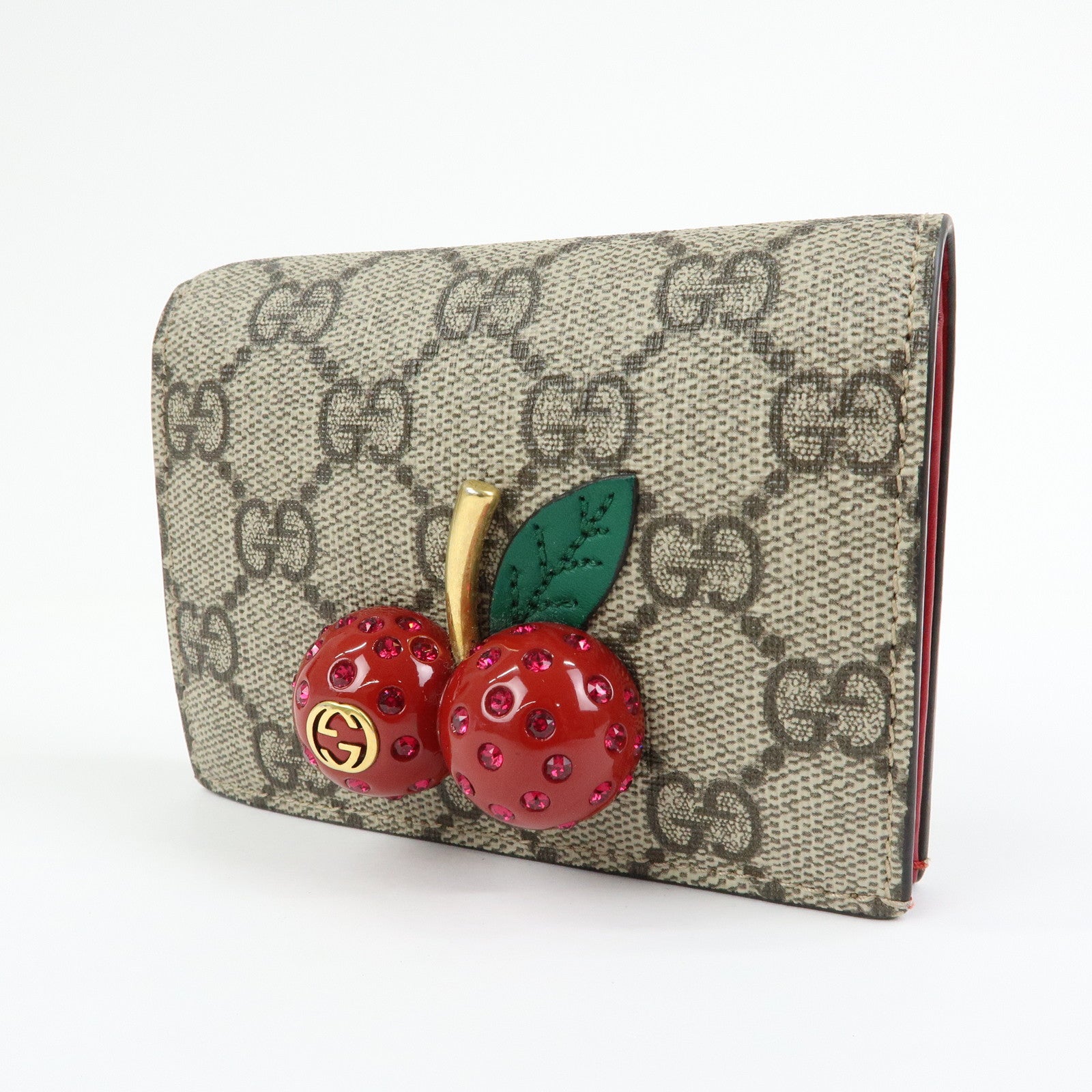 GUCCI Interlocking G GG Supereme Cherry Compact Wallet 476050